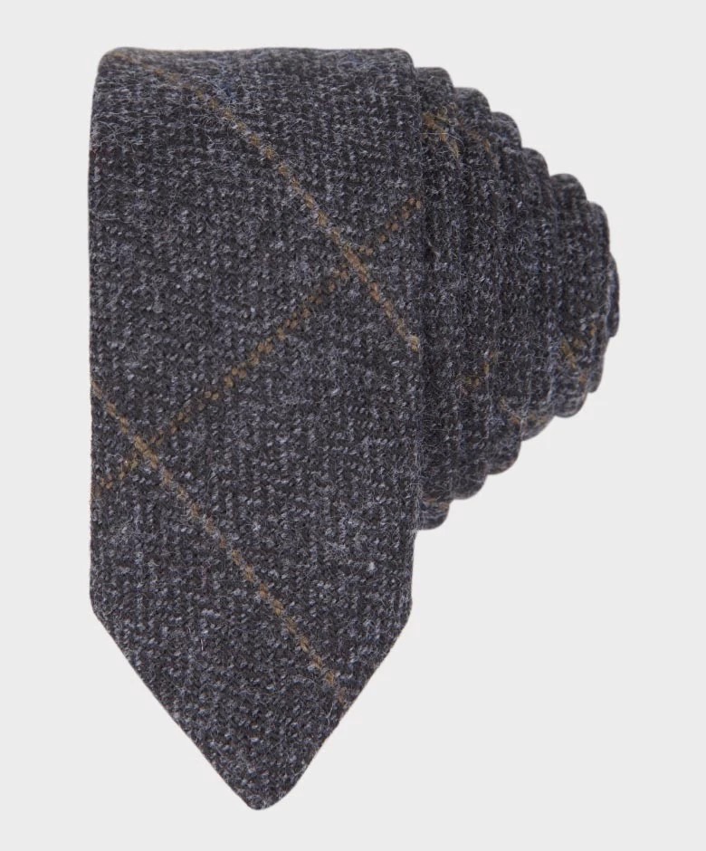 Boys Herringbone Check Double-breasted Waistcoat Suit Set - Dark Grey