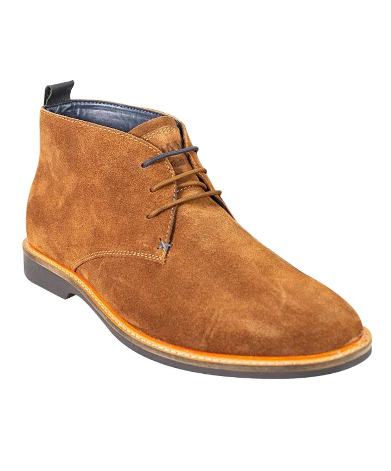 Men's Suede Ankle Boots - SAHARA - Brown Mustard