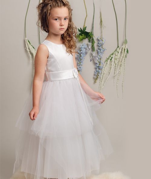 Girls Christening Dress with Satin Bow - K038