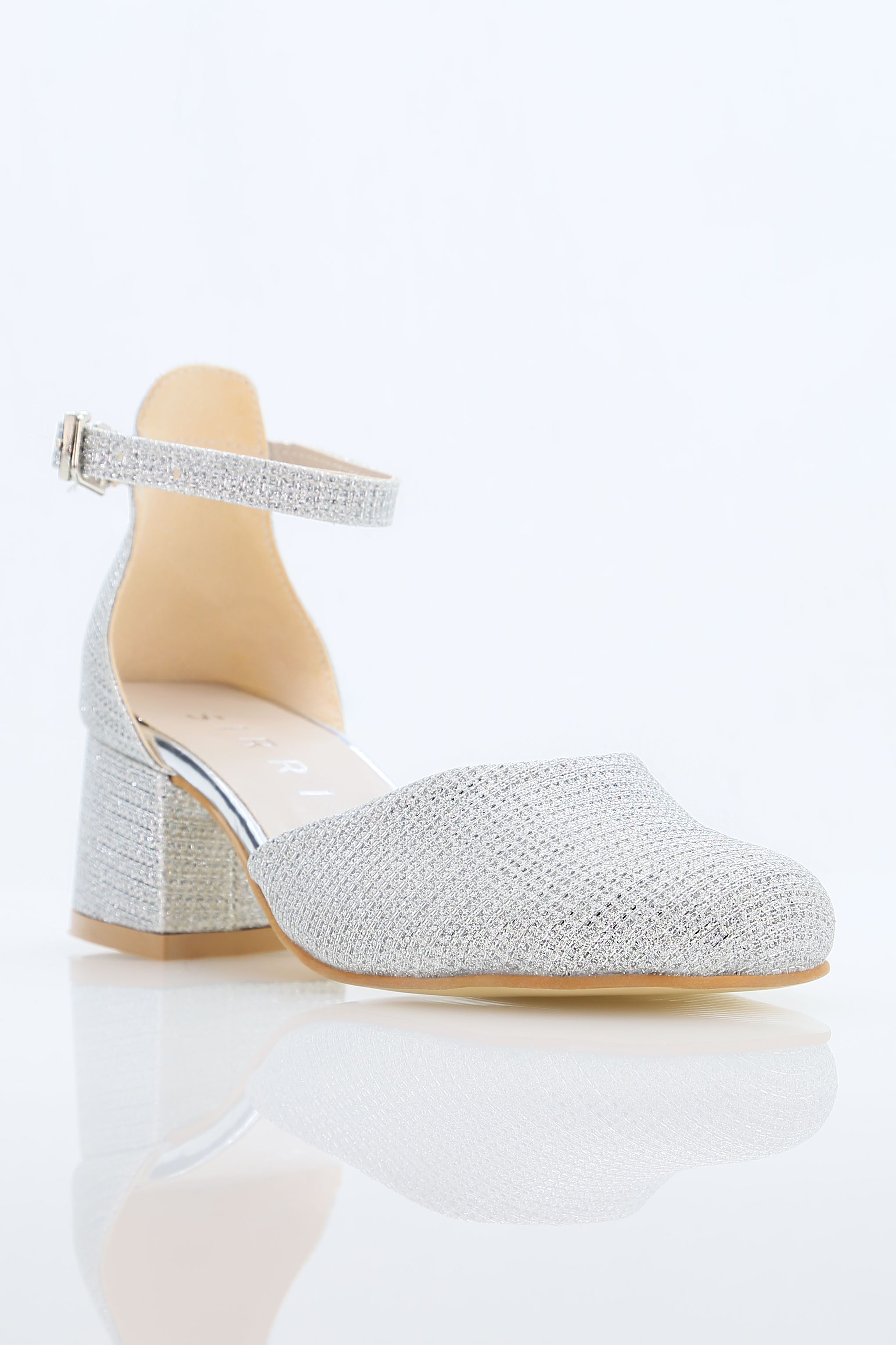 Girls' Ankle Strap White Block Heel Shoes – ELISE - White