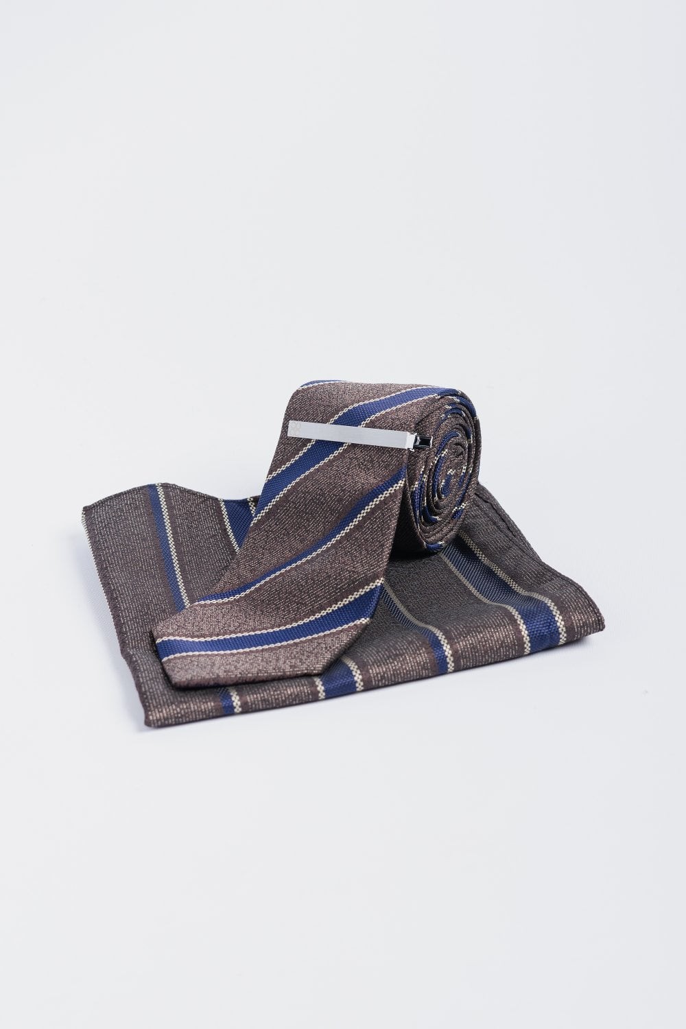 Men's Striped Tie Set  - Brown