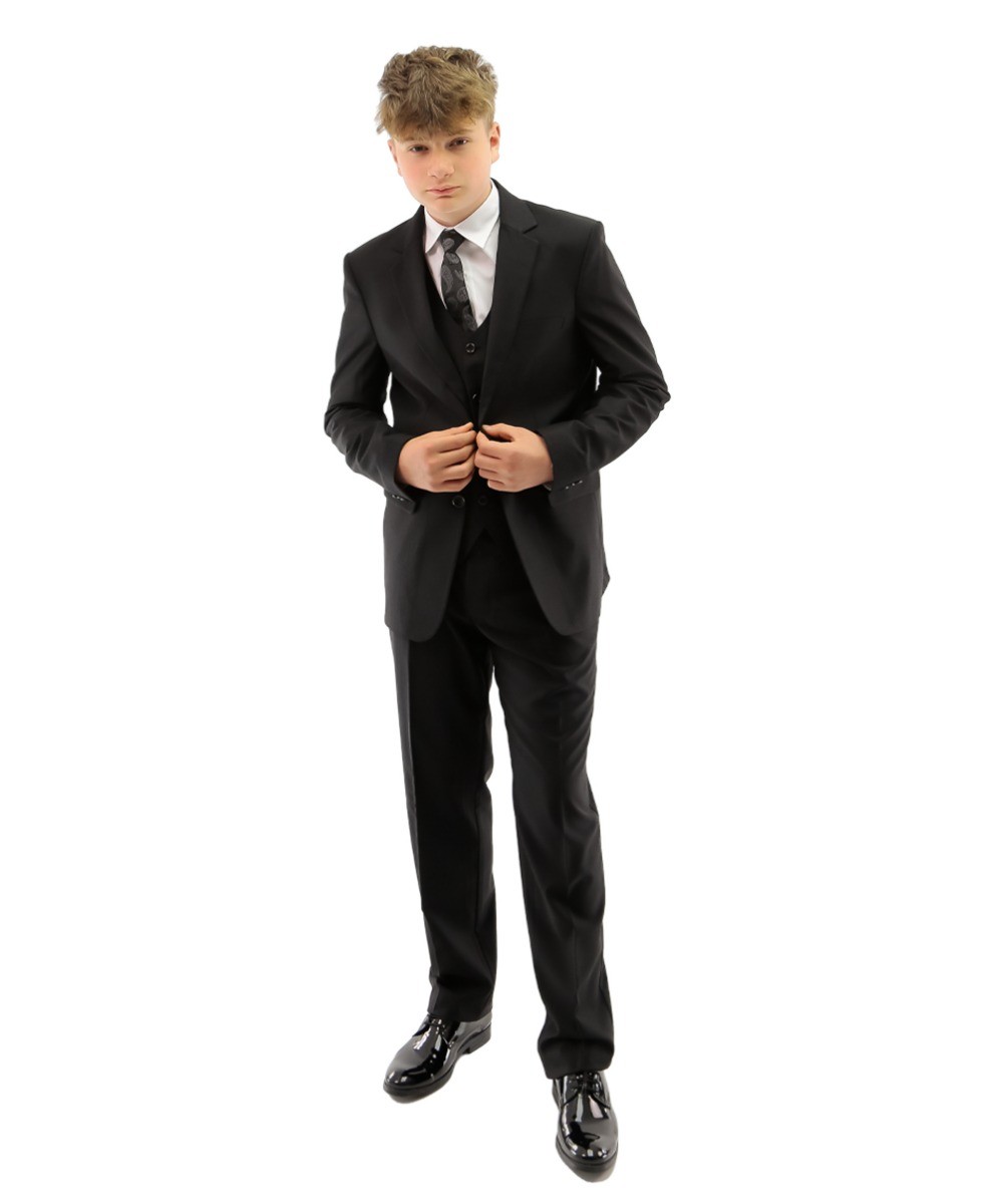 Boys Tailored Fit Formal Suit - Black