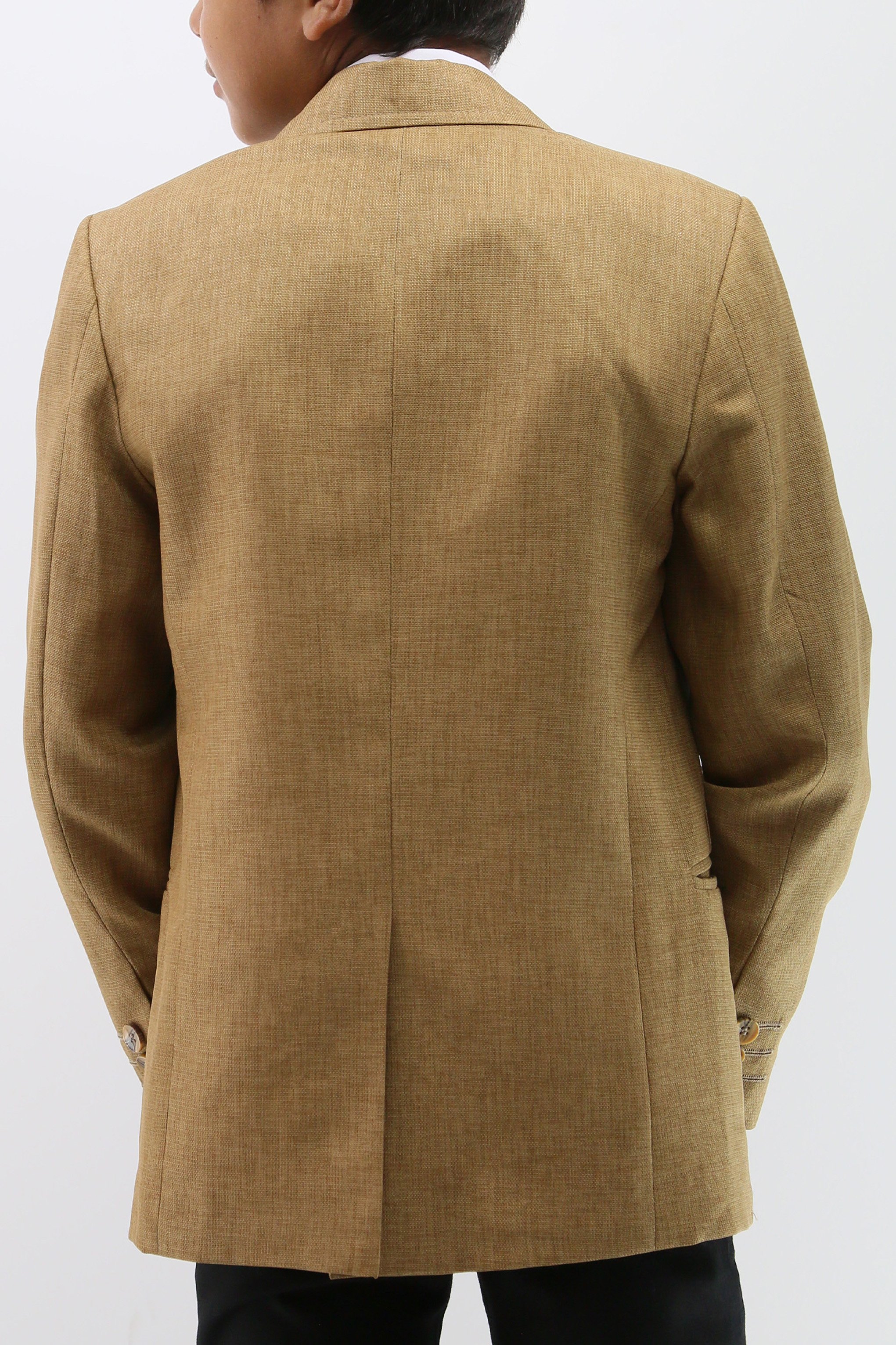 Boys' Formal Tan Brown Textured Blazer Jacket