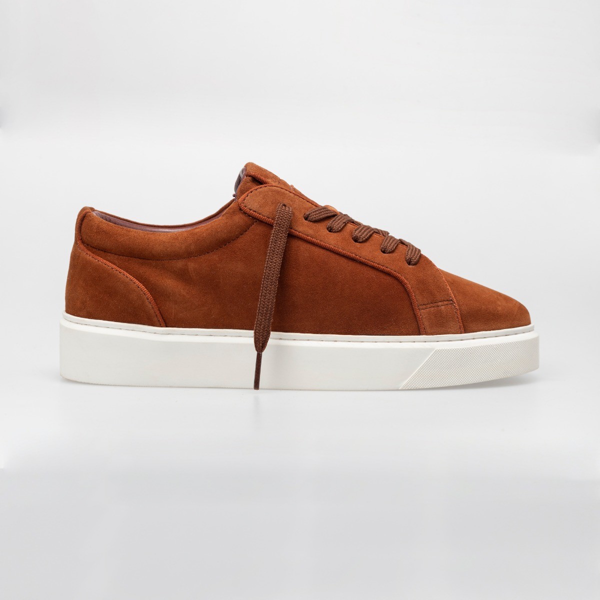 Men's Thick Rubber Sole Lace Up Sneakers - Rust Brown