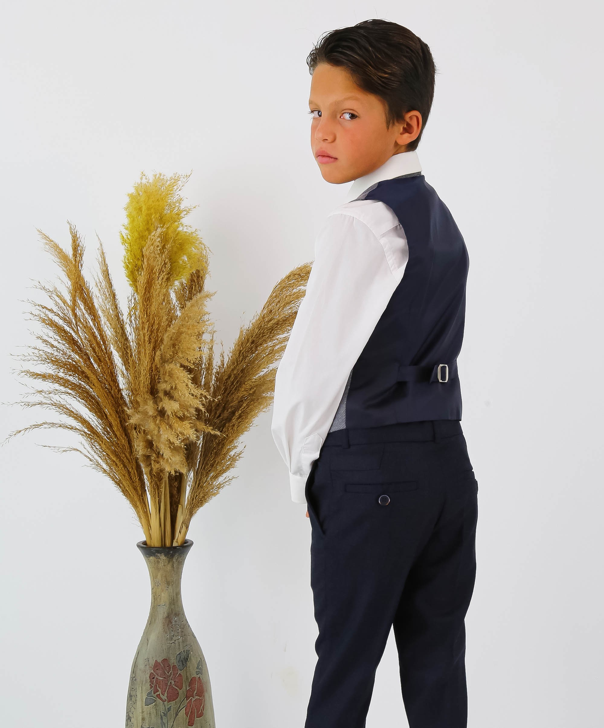 Boys Herringbone Tweed Waistcoat Suit