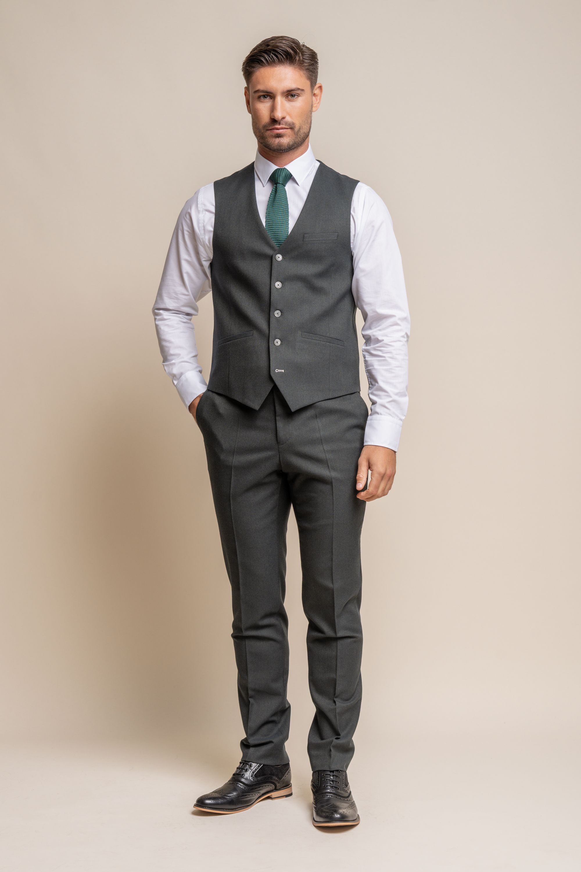 Men's Slim Fit Formal Waistcoat - FURIOUS Olive