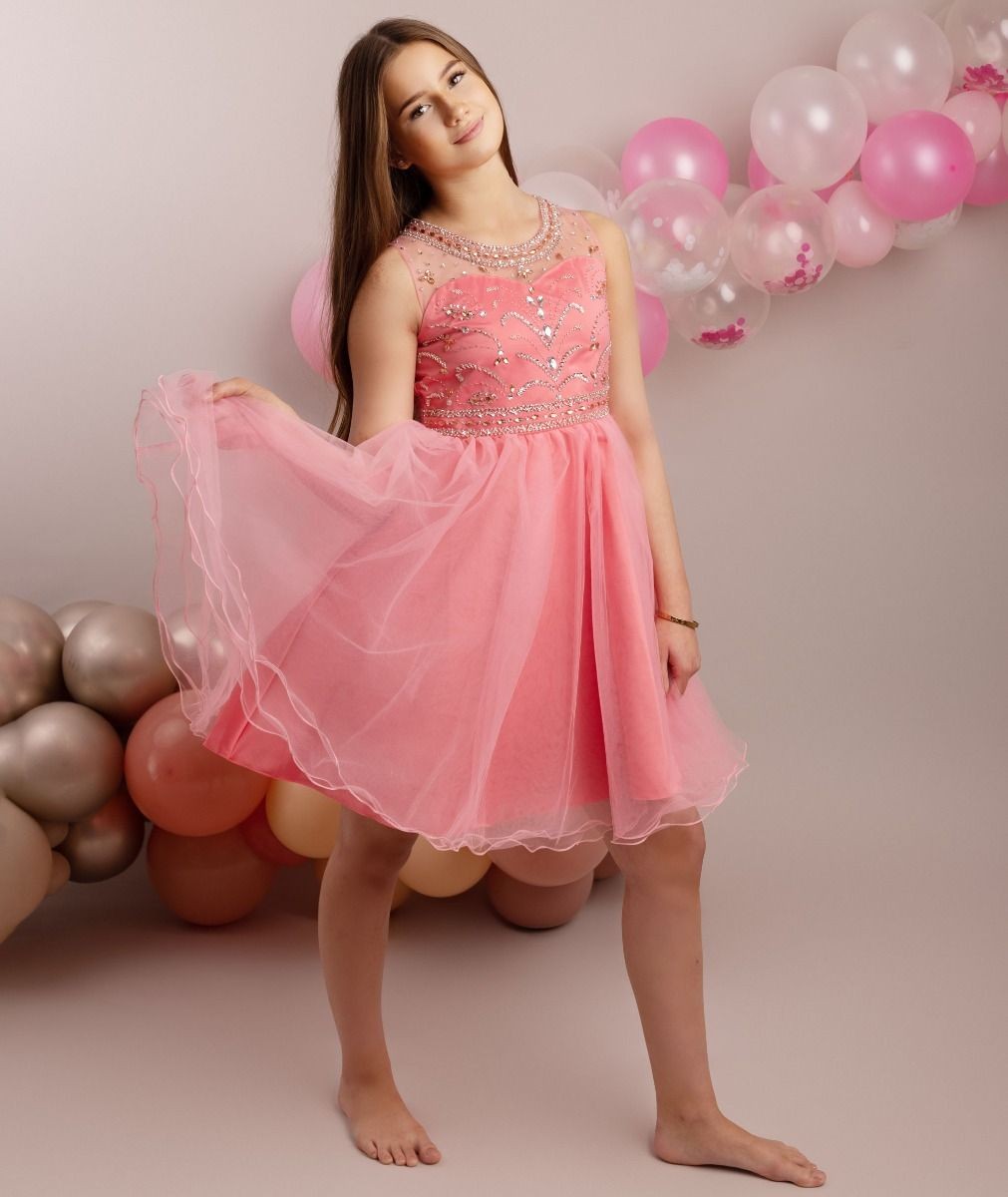 Girls Tulle Dress with Sequin Embellishments - LOLA