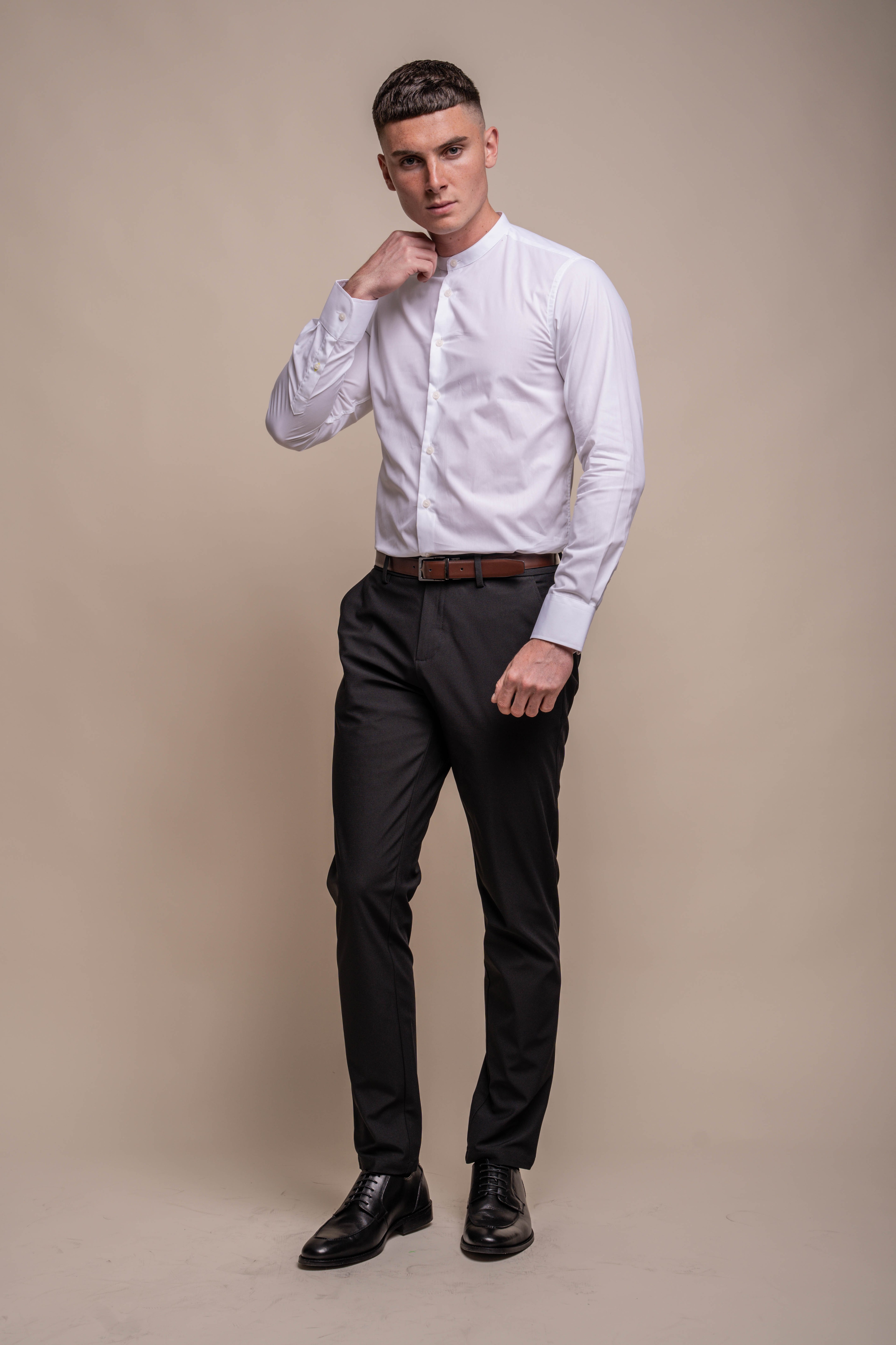 Men's Cotton Mandarin Collar Shirt - NICALO
