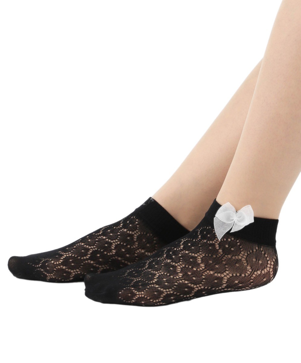 Girls Fishnet Ankle Socks - PETUNYA Black