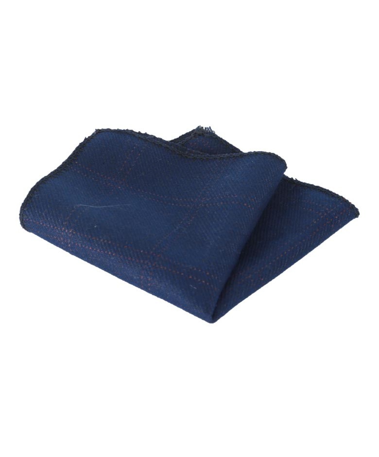 Boys & Men's Check Tweed Pocket Handkerchief - Navy Blue
