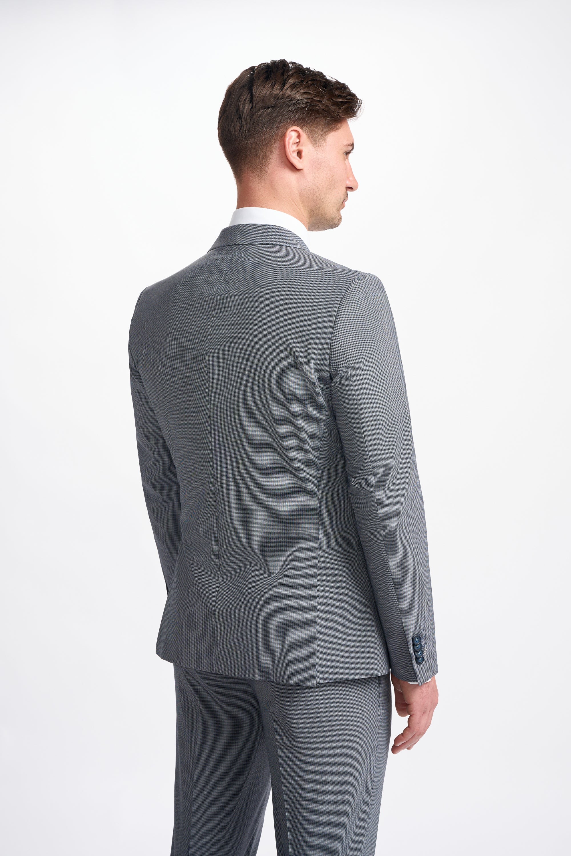 Men’s Grey Blue Puppytooth Suit Jacket – BOND D/B