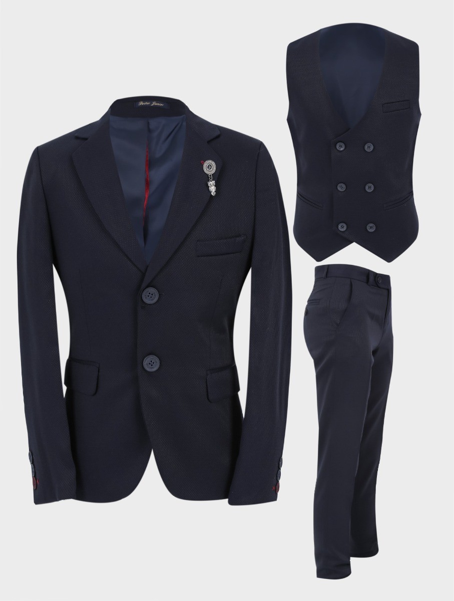Boys Slim Fit Formal Suit - Navy Blue
