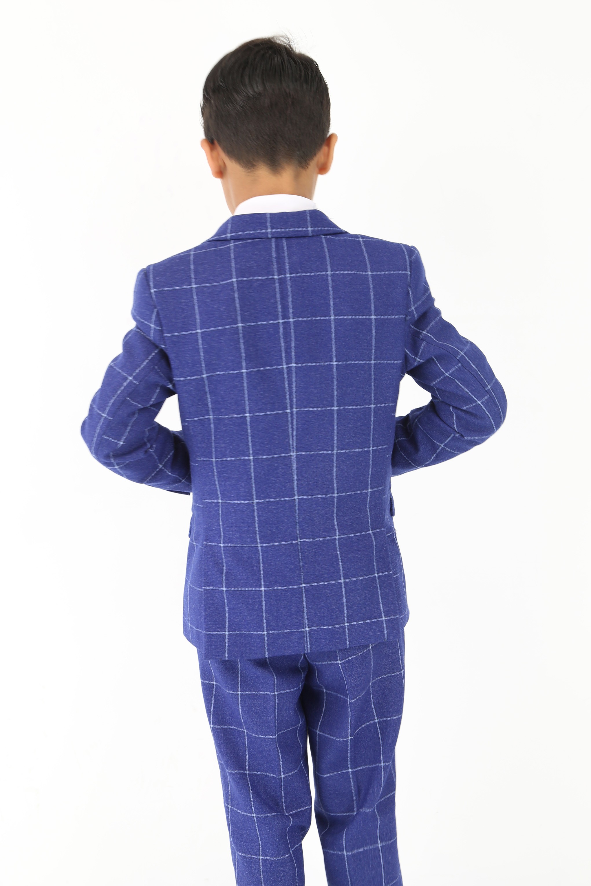 Boys Blue Formal Checkered Suit