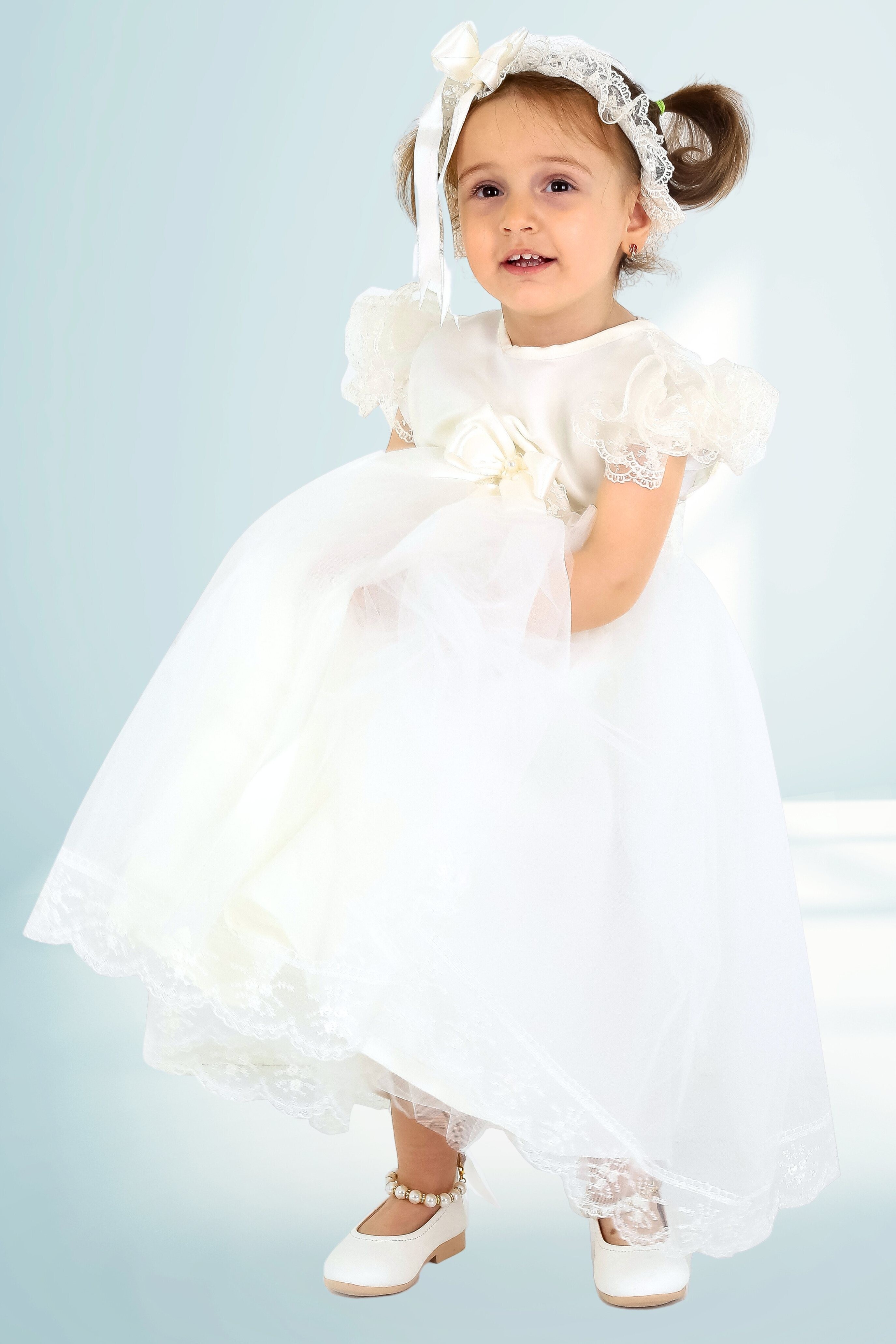 Baby Girls Ruffle Lace White Dress - CHRISTINA