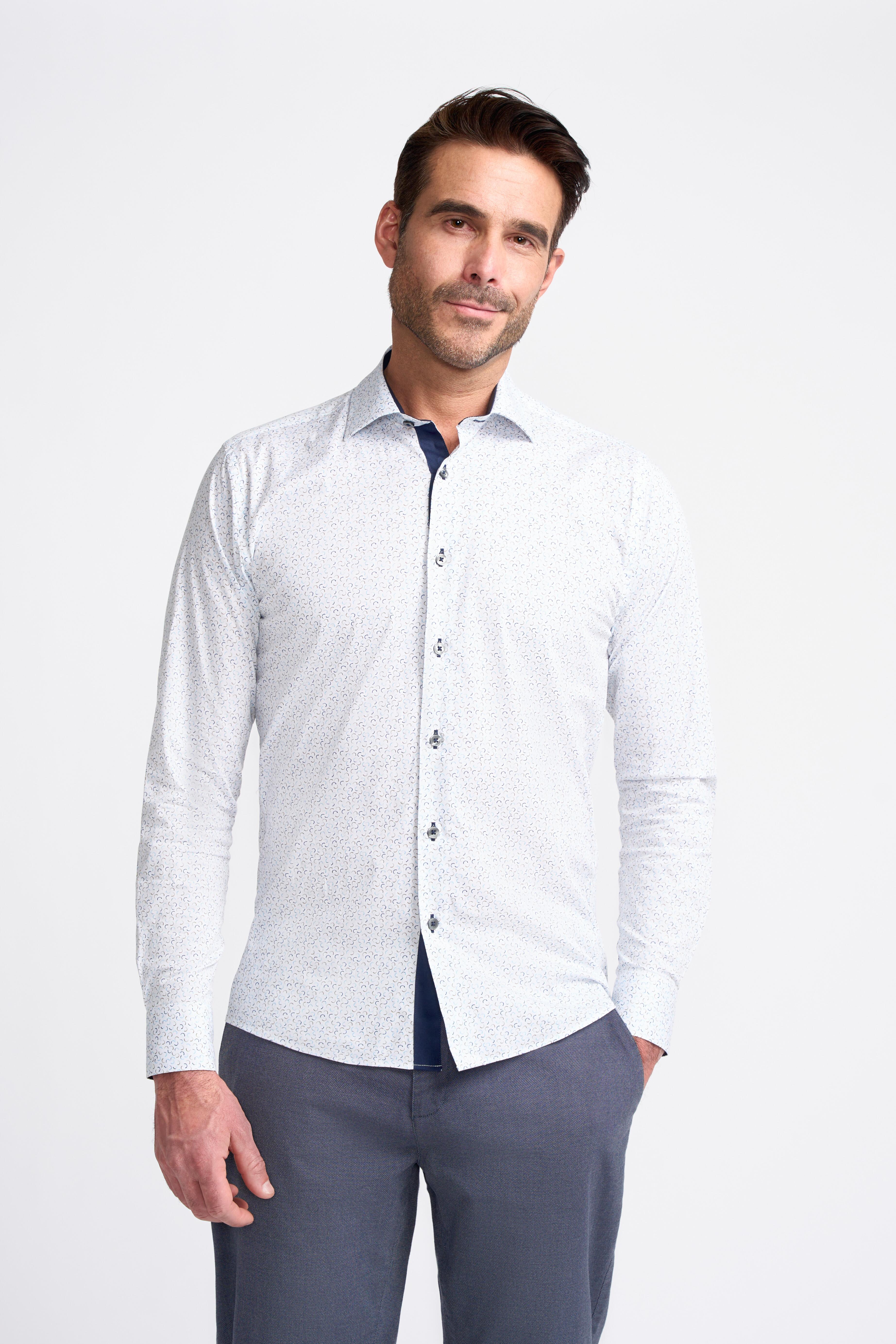 Men’s Cotton Printed White Shirt – BENTON