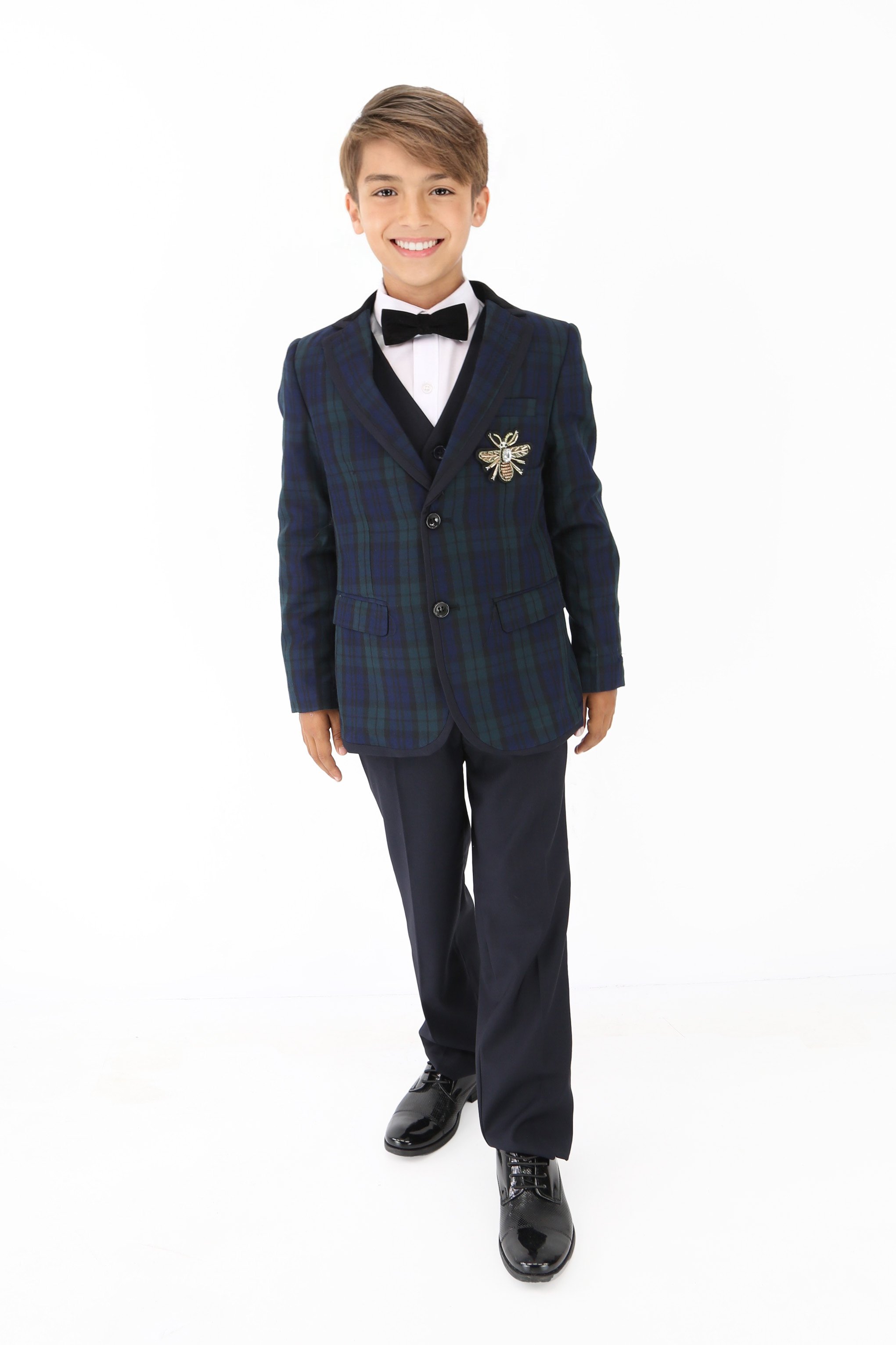 Stylish Boys Tartan Plaid Suit