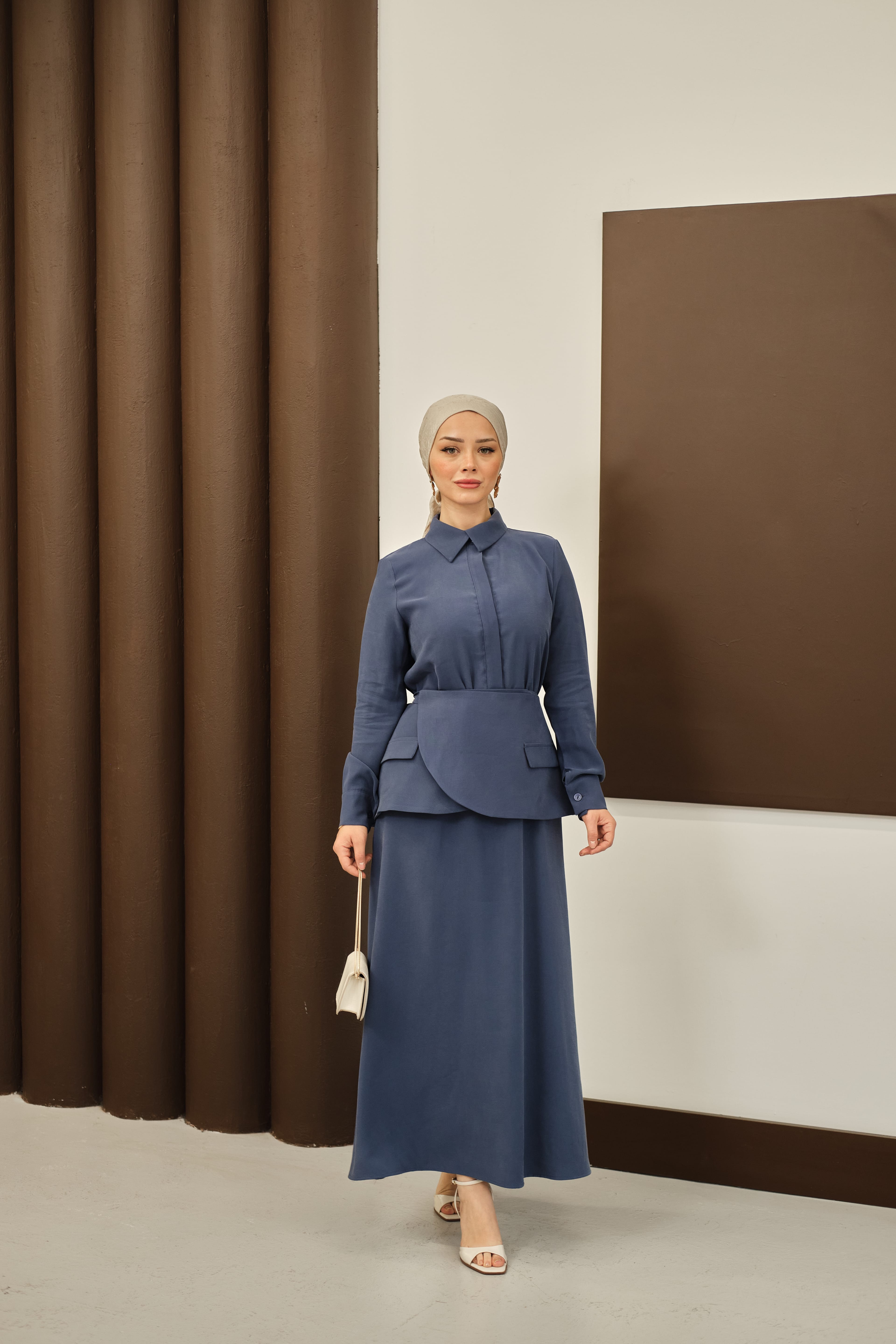 Bağlama Detaylı Elbise İndigo ELB303