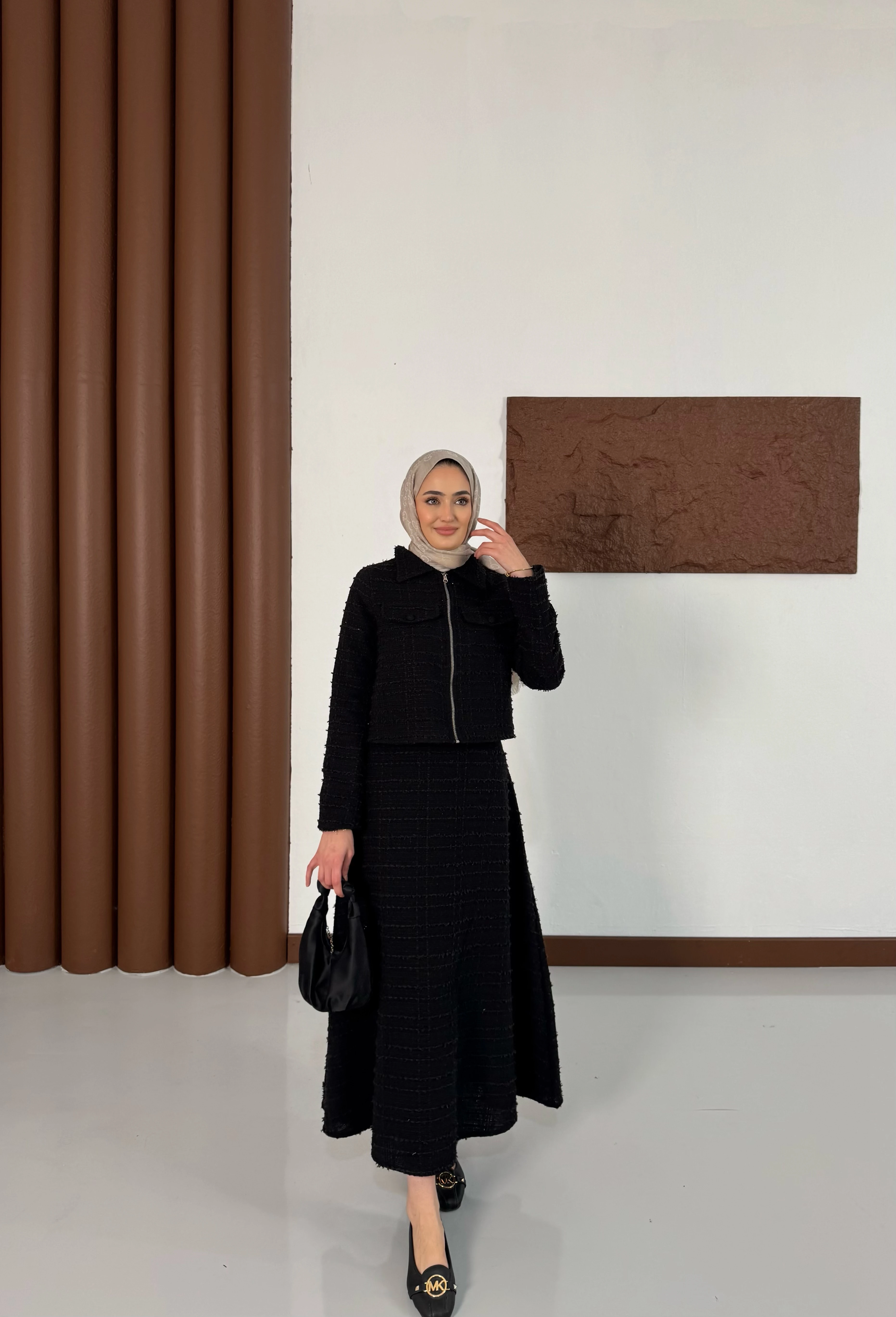 Fermuar Detaylı Chanel Takım - Siyah