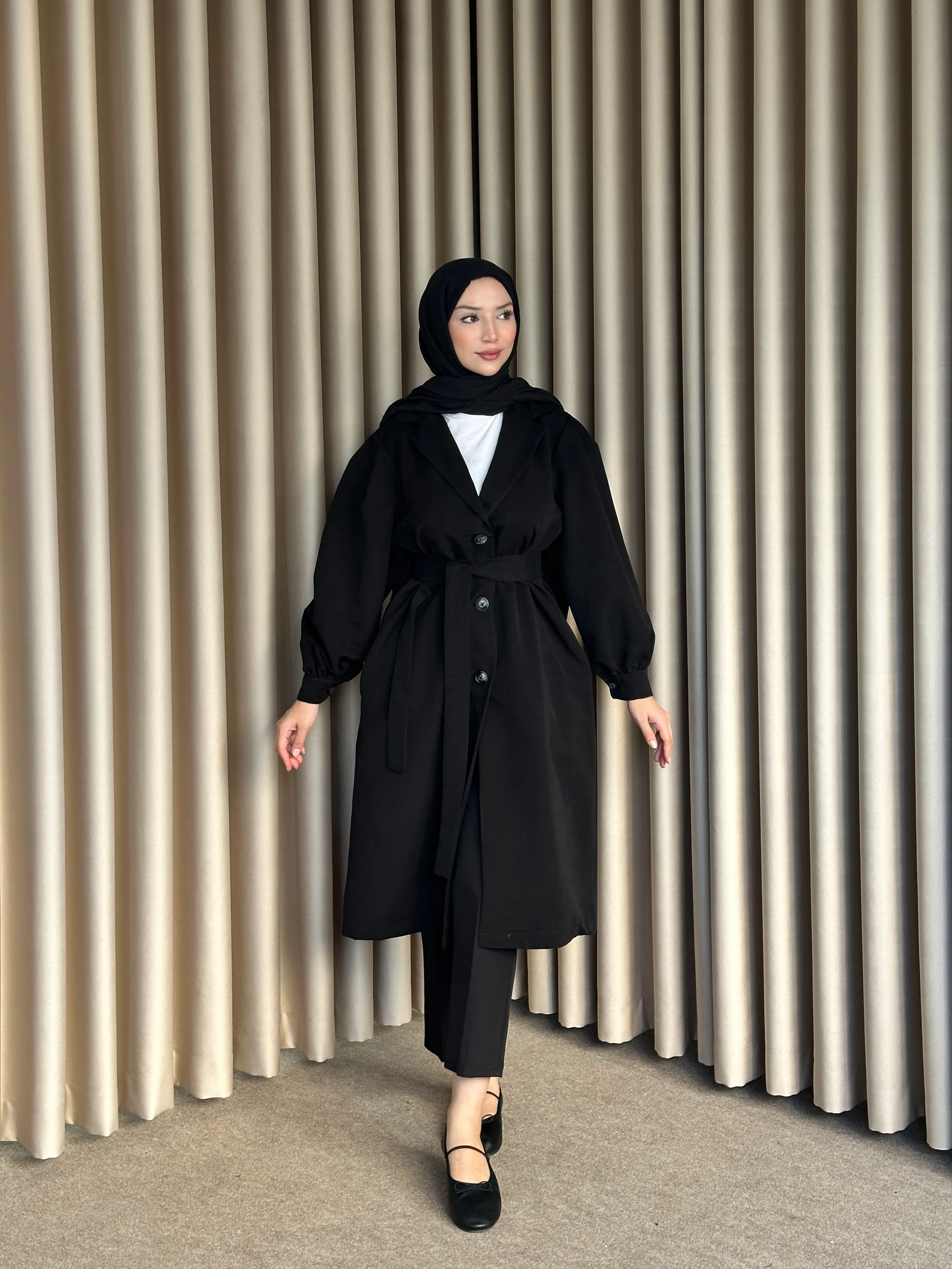 Trençkot  Mevsimlik Siyah T2