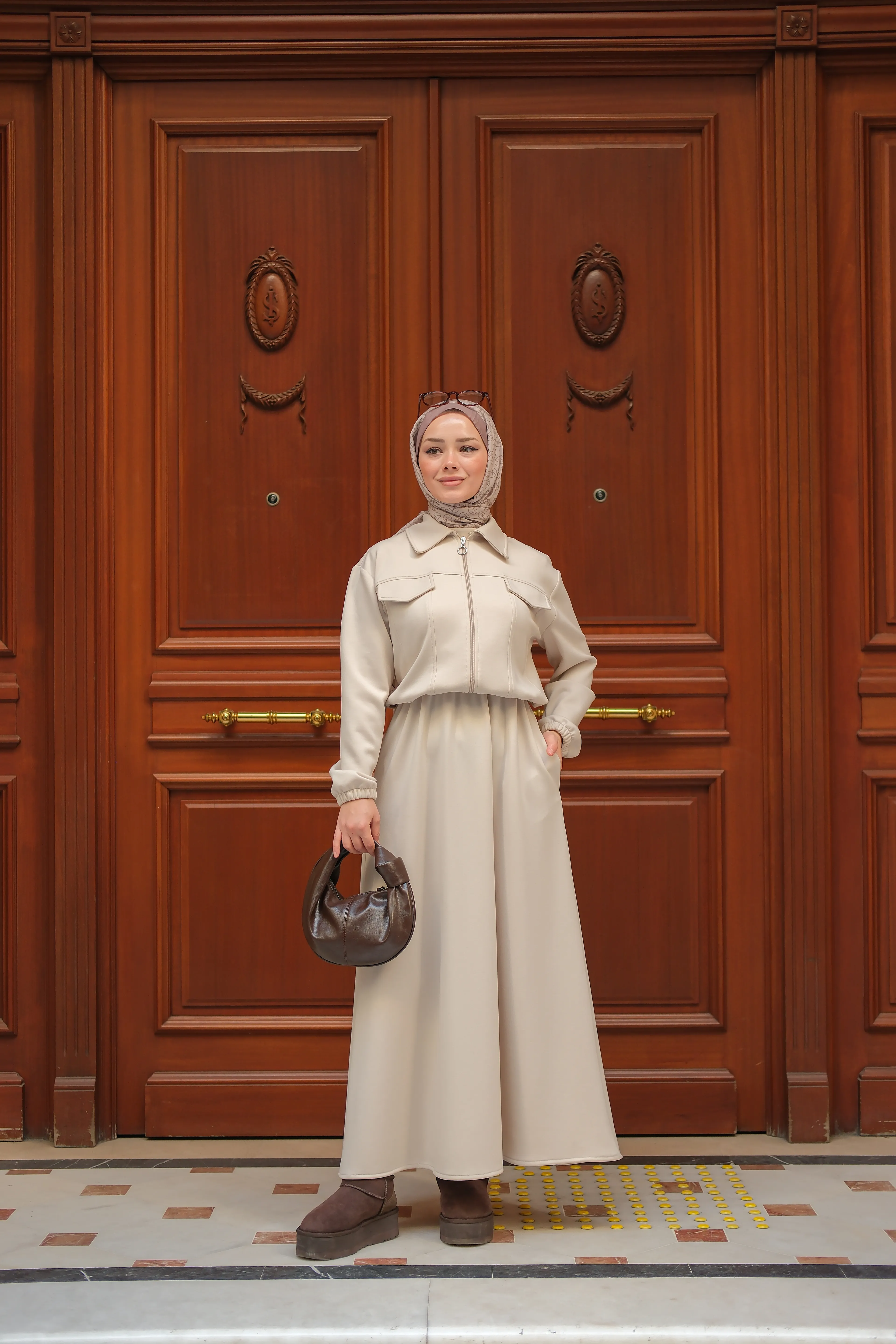 Zoya fermuar Detaylı Oysho Takım-Krem