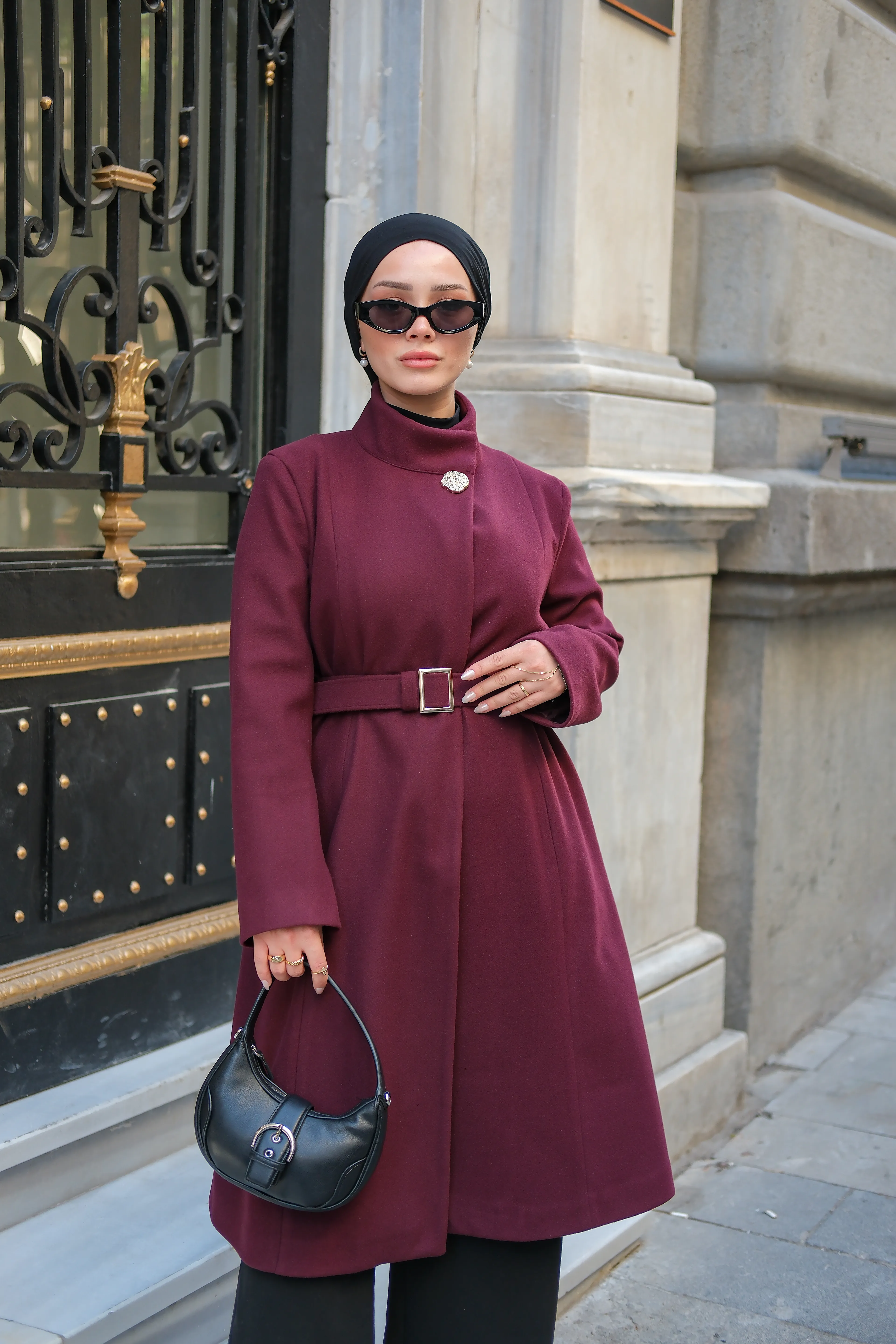 Clara Kaşe Kaban Bordo K8