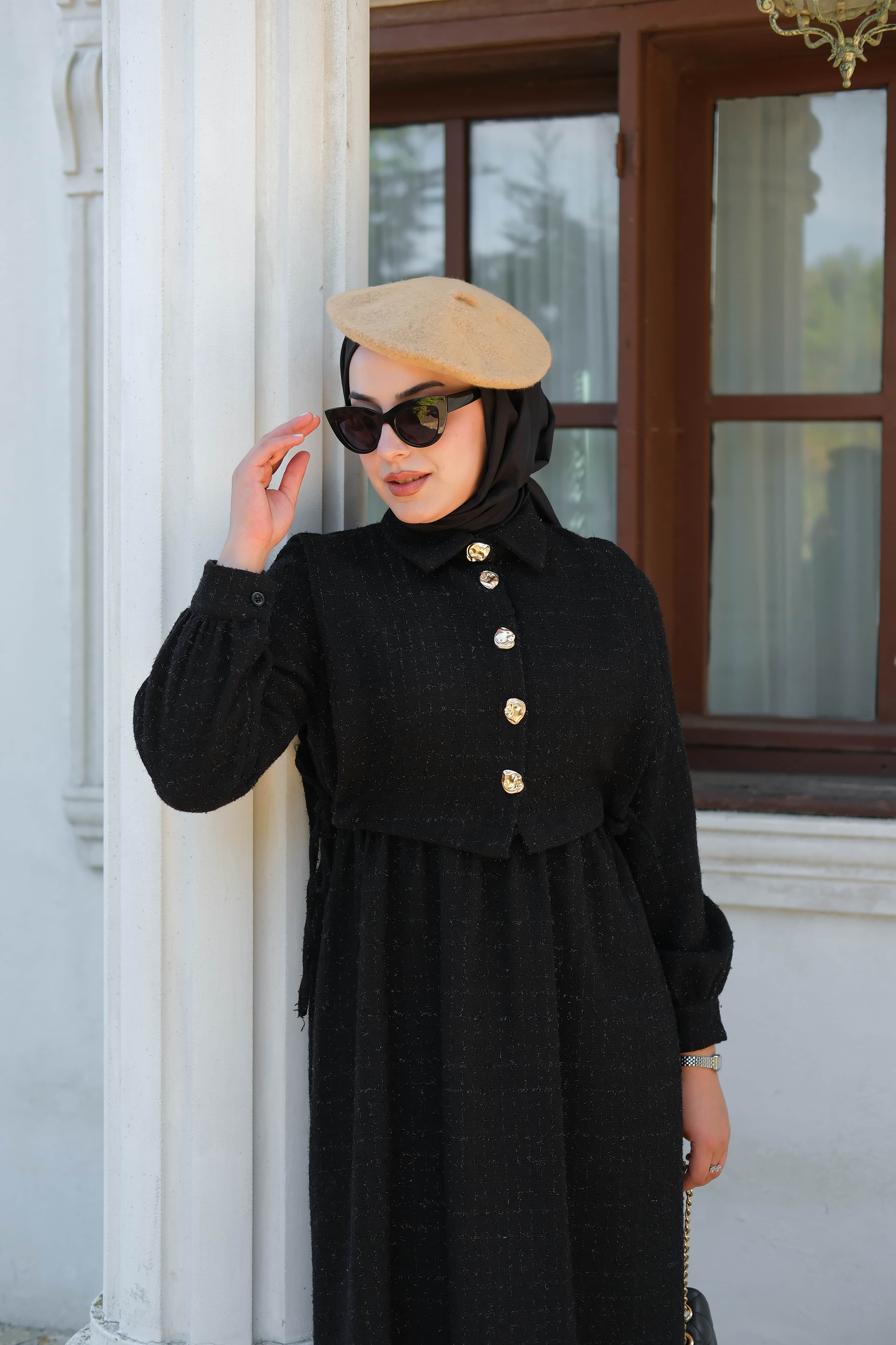 Chanel Detay Elbise Siyah ELB170