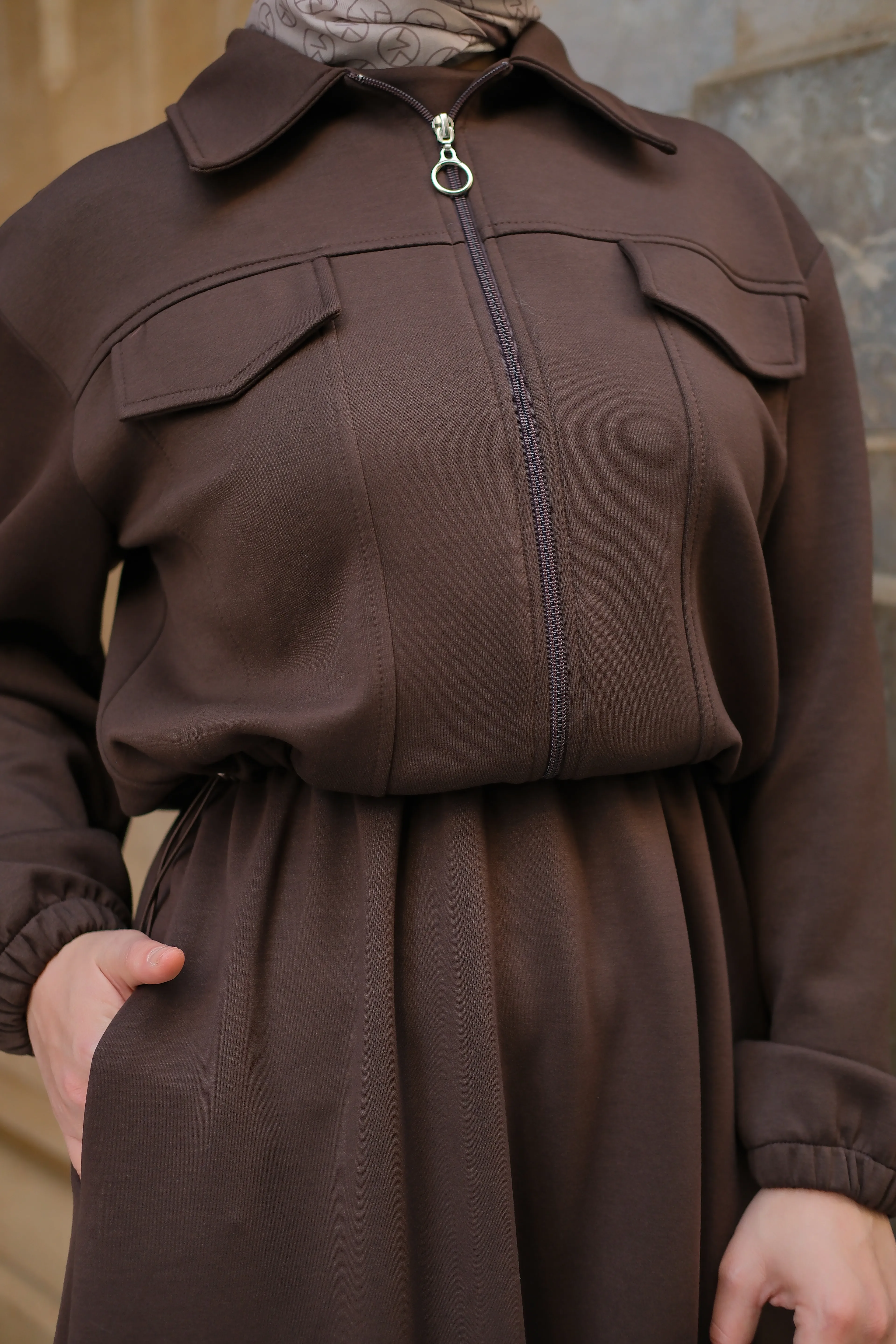 Zoya fermuar Detaylı Oysho Takım - Kahverengi