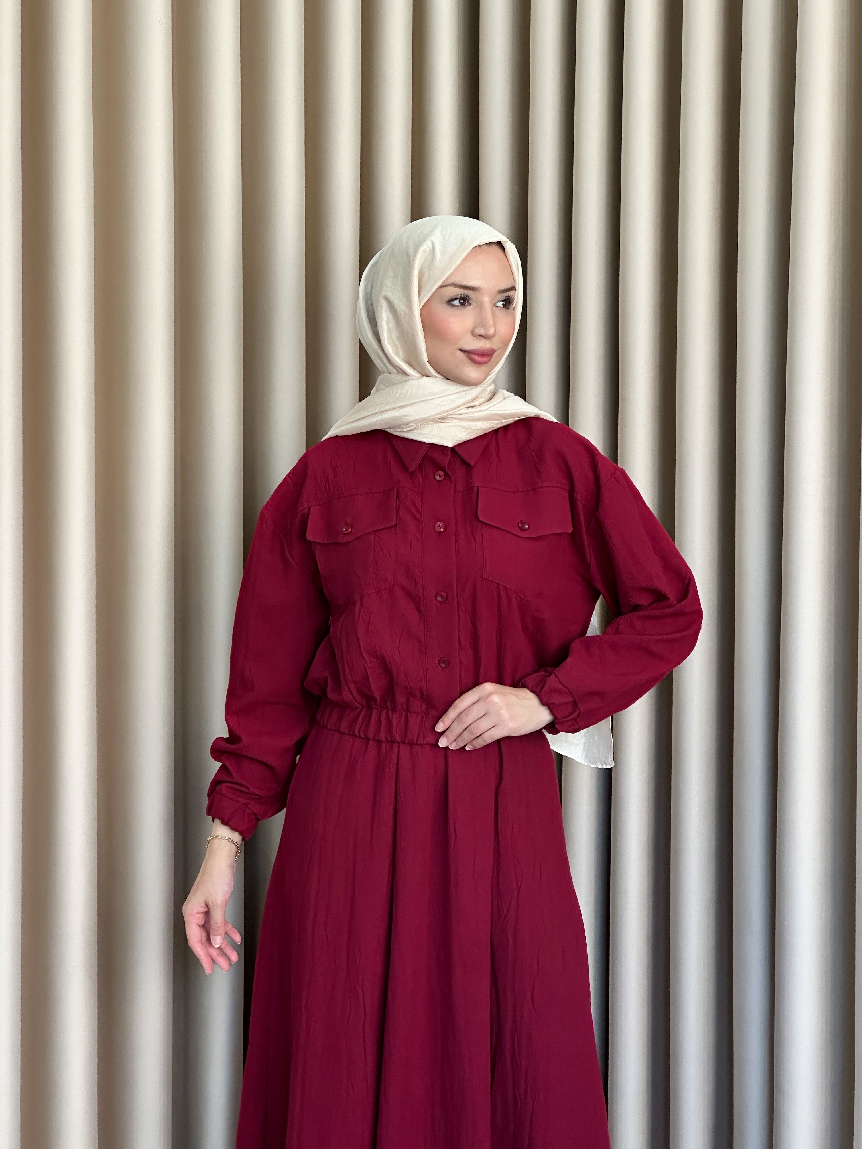 Tasarım Etek Takım Bordo T103
