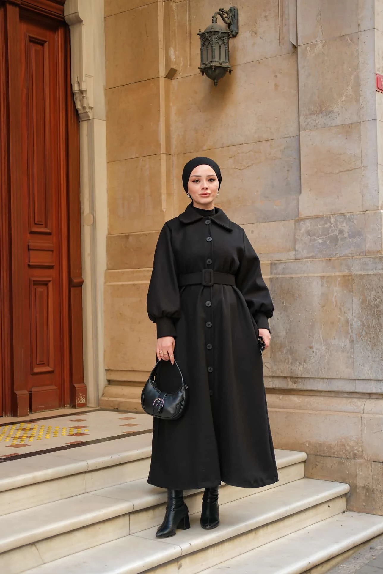 Meva 2 Kaşe Kaban -Siyah