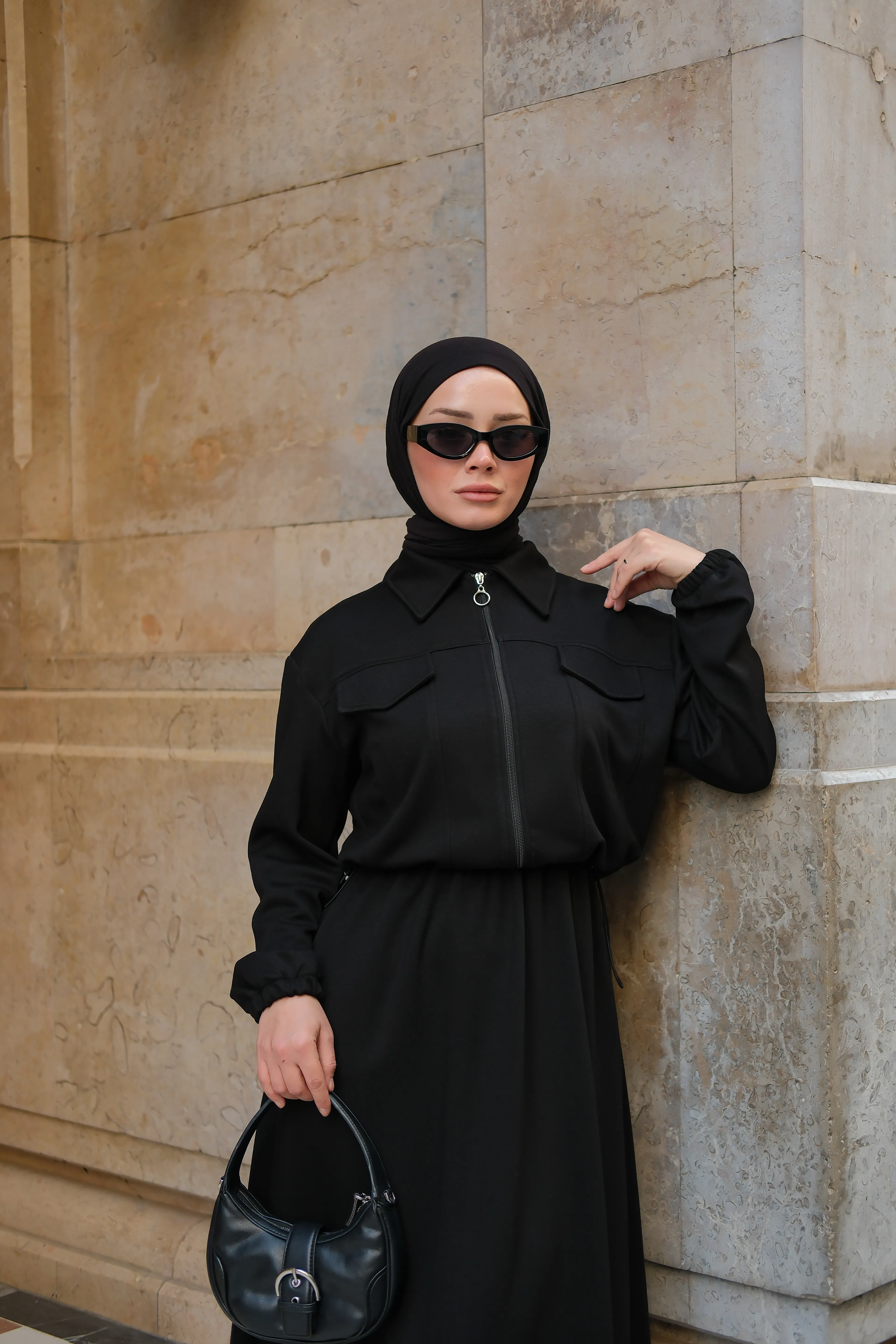 Zoya fermuar Detaylı Oysho Takım-Siyah