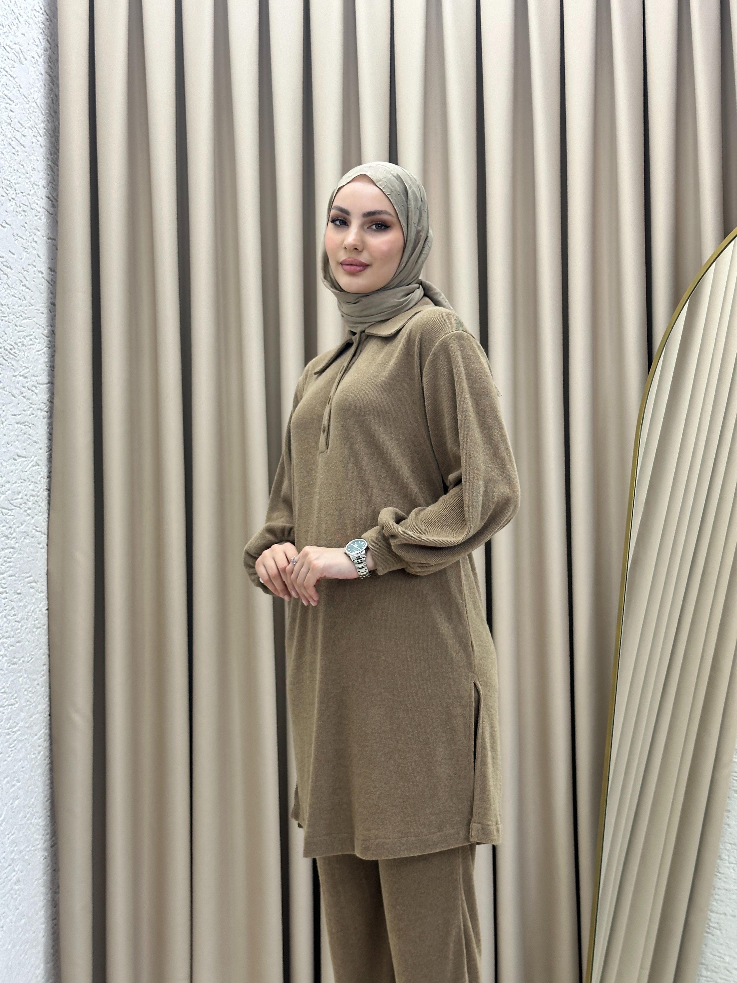 Örme Kumaş Lara Takım Kahverengi T6