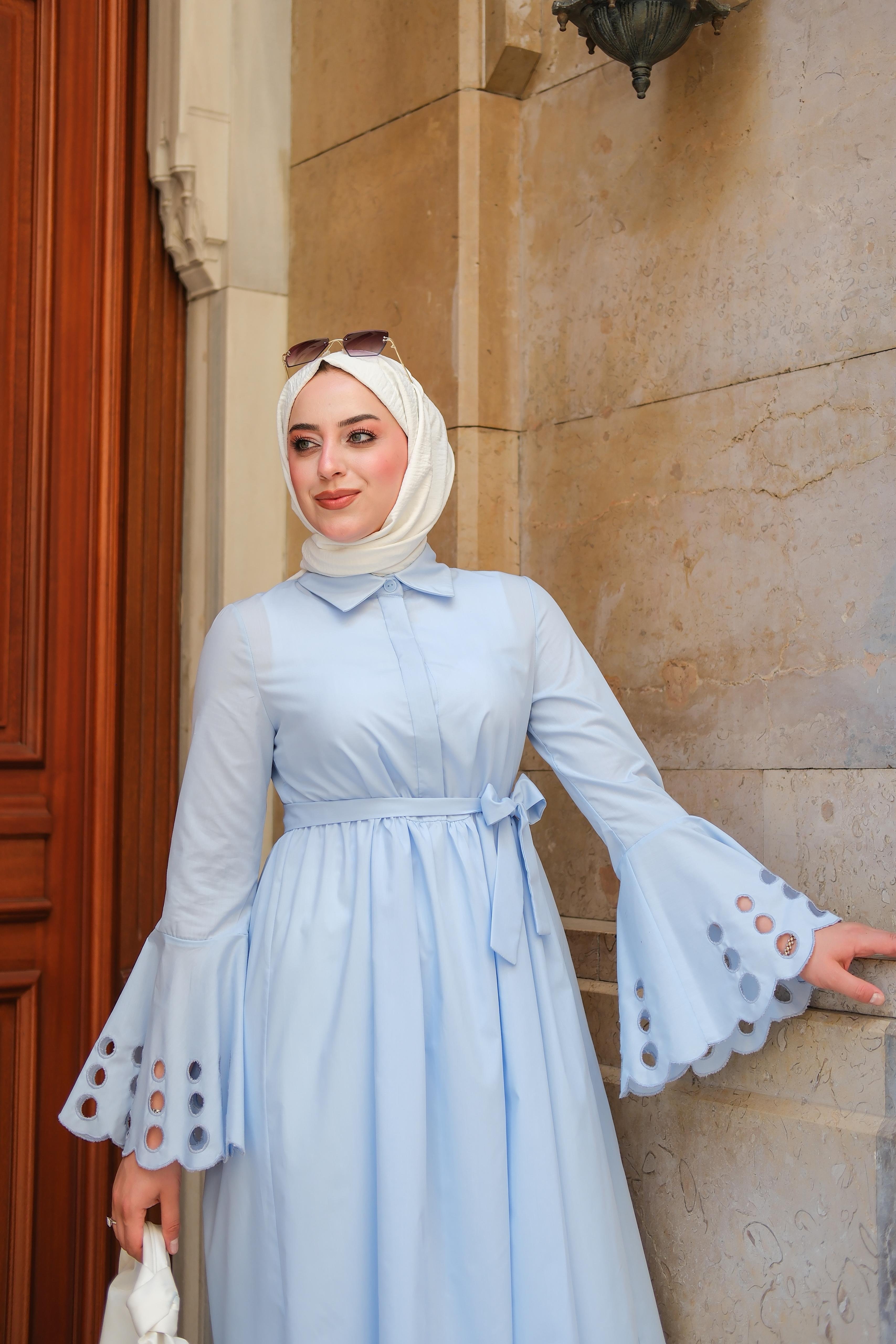 Emty Tasarım Elbise Bebe Mavi ELB93