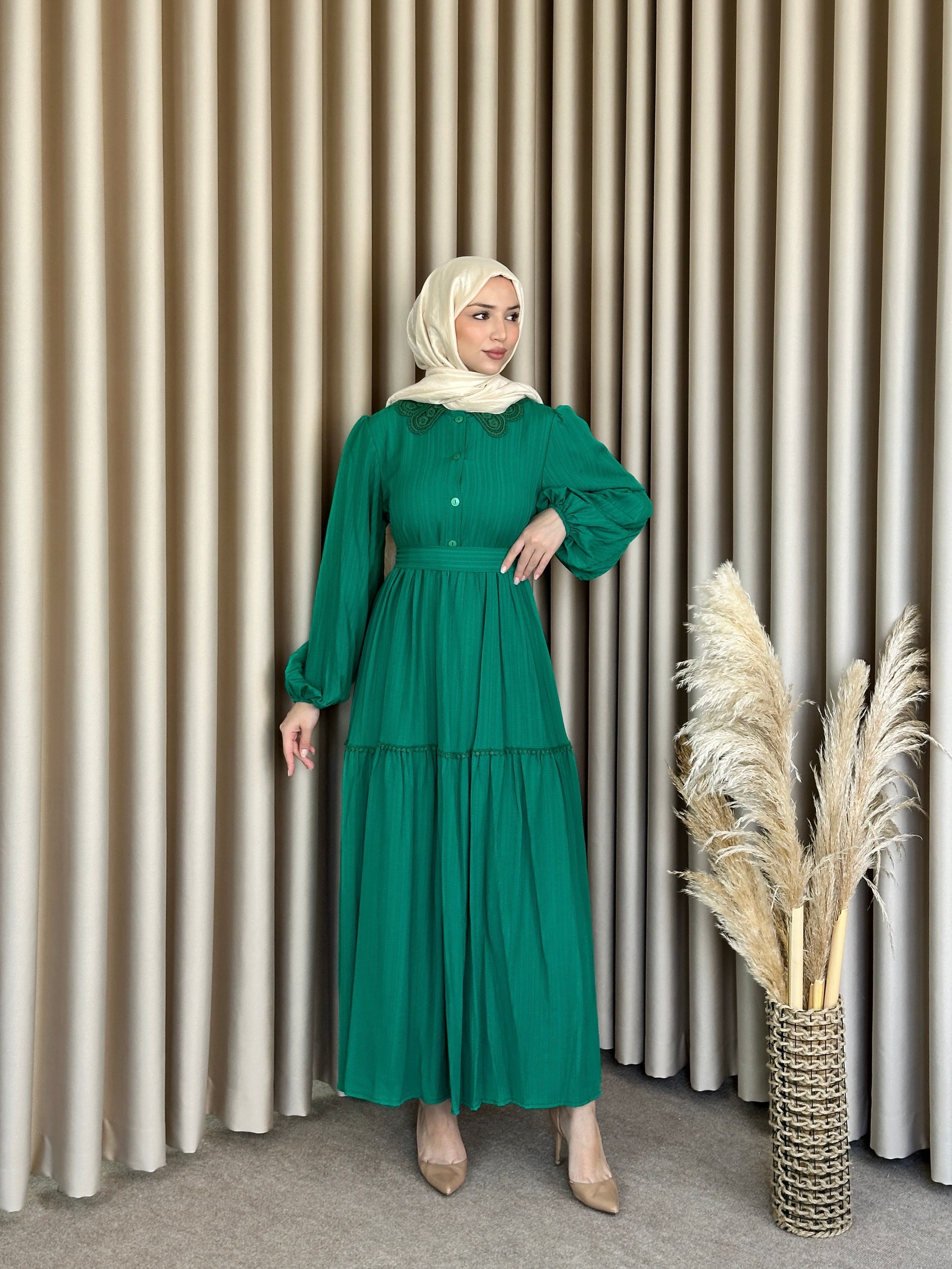 Flora Dantel Detaylı Elbise 
