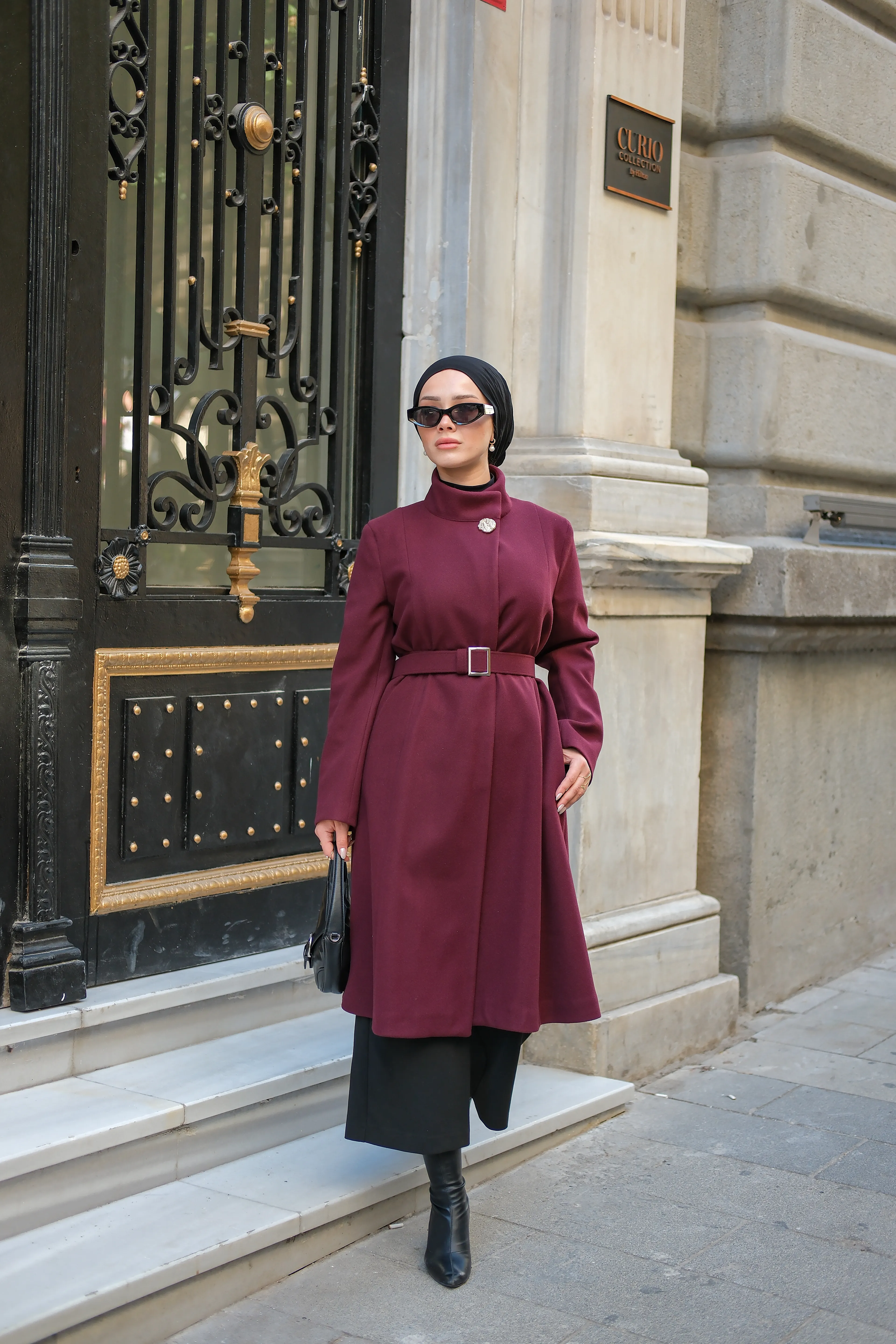 Clara Kaşe Kaban Bordo K8