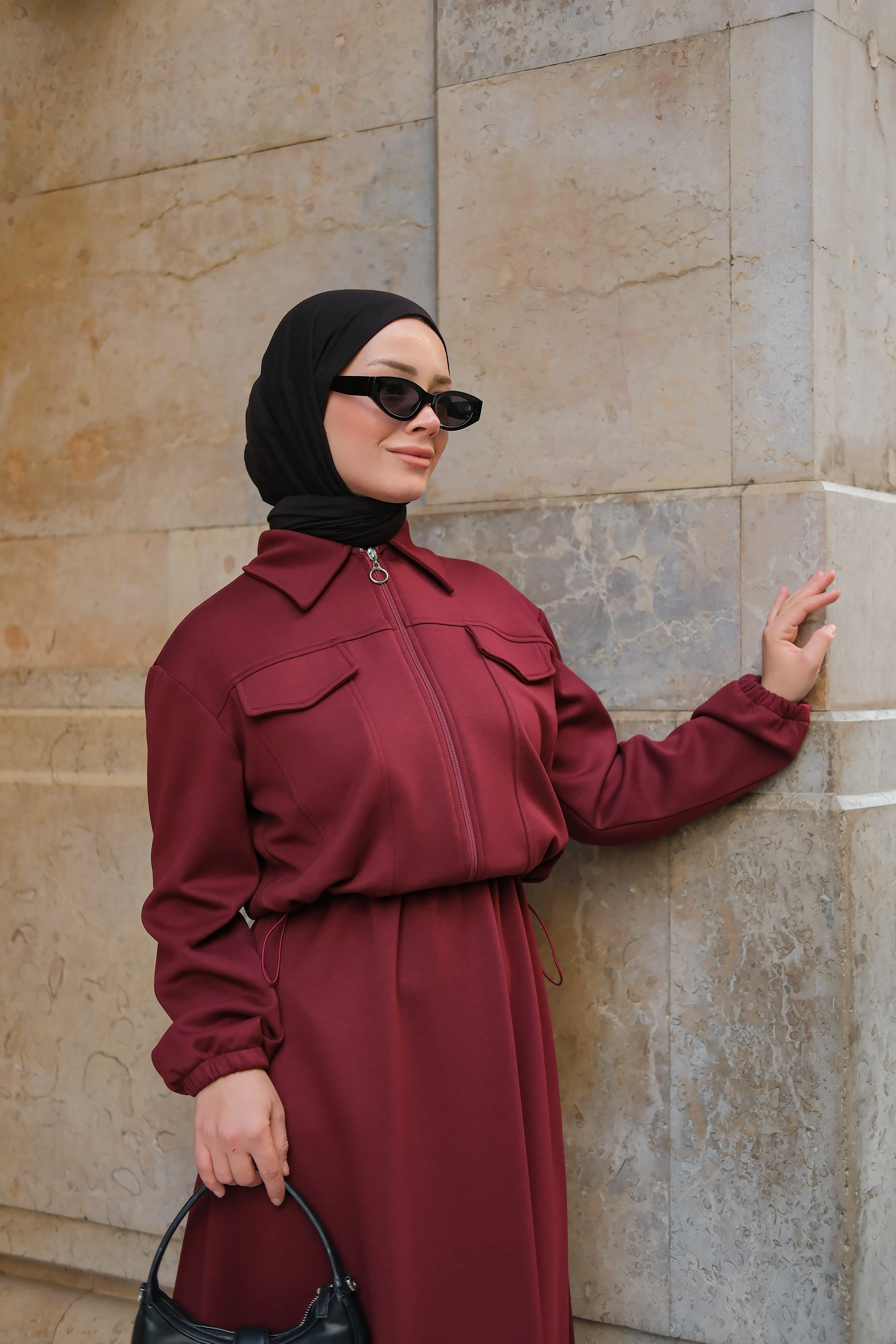 Zoya fermuar Detaylı Oysho Takım-Bordo