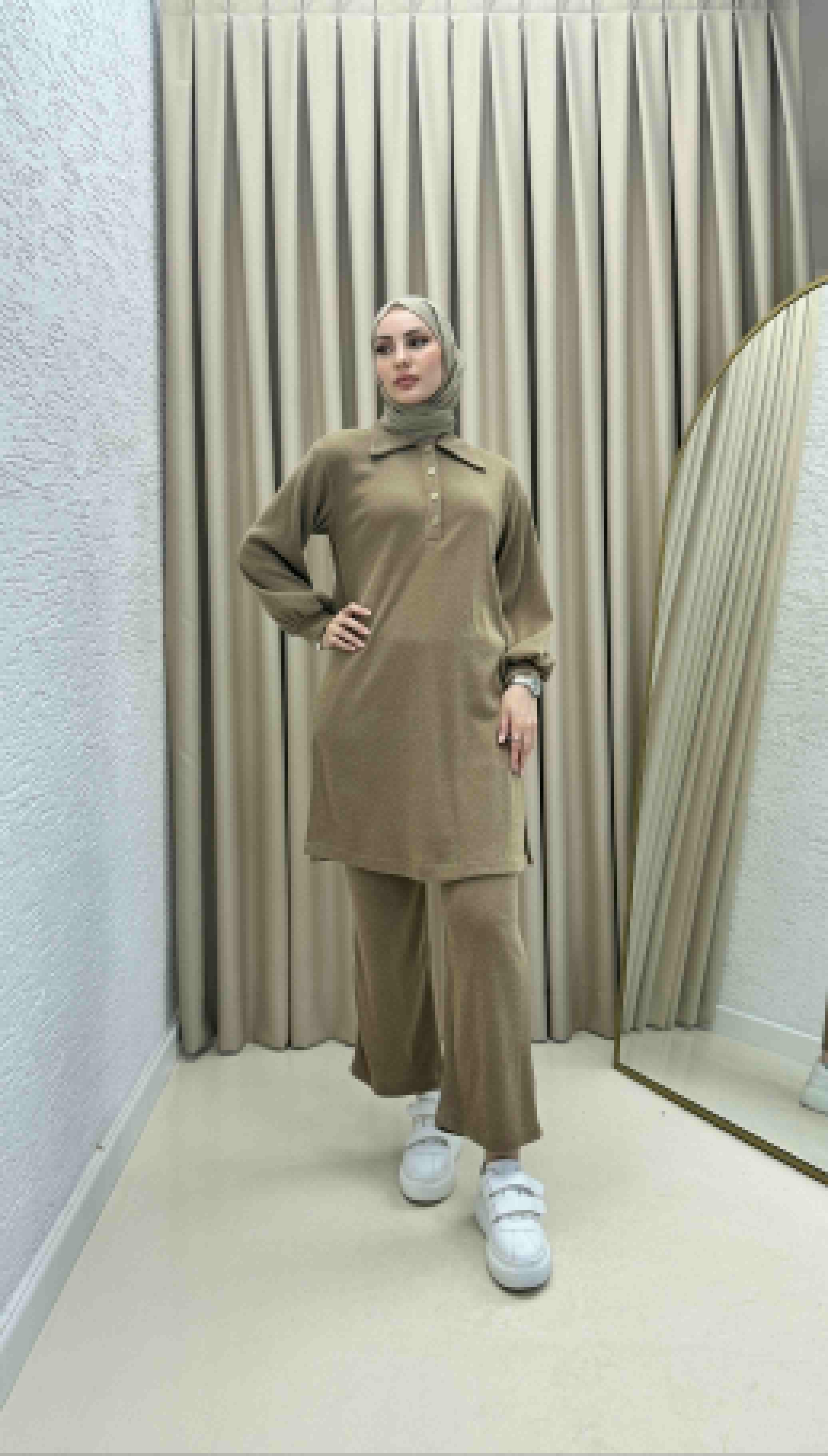 Örme Kumaş Lara Takım Kahverengi T6