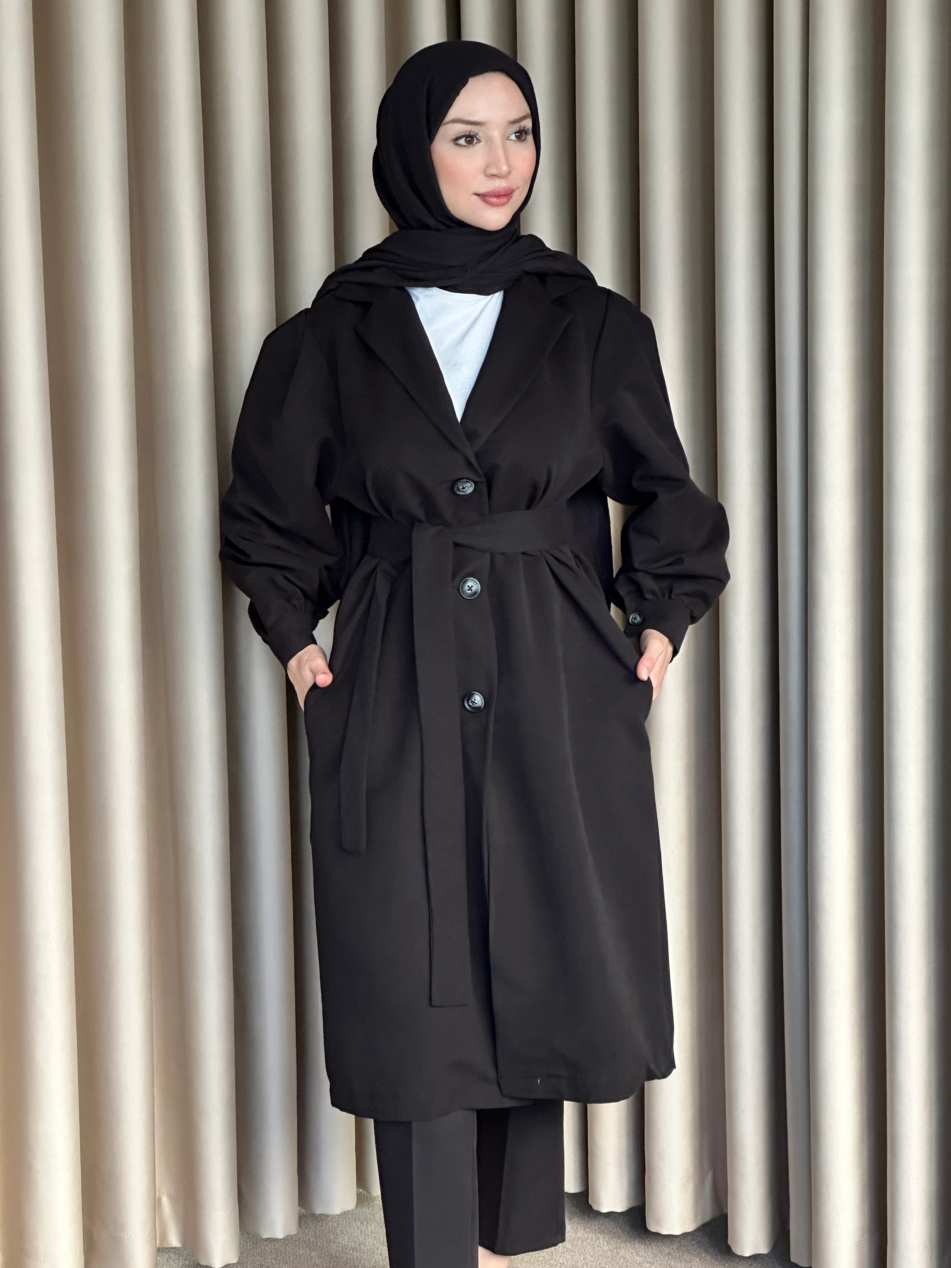 Trençkot  Mevsimlik Siyah T2