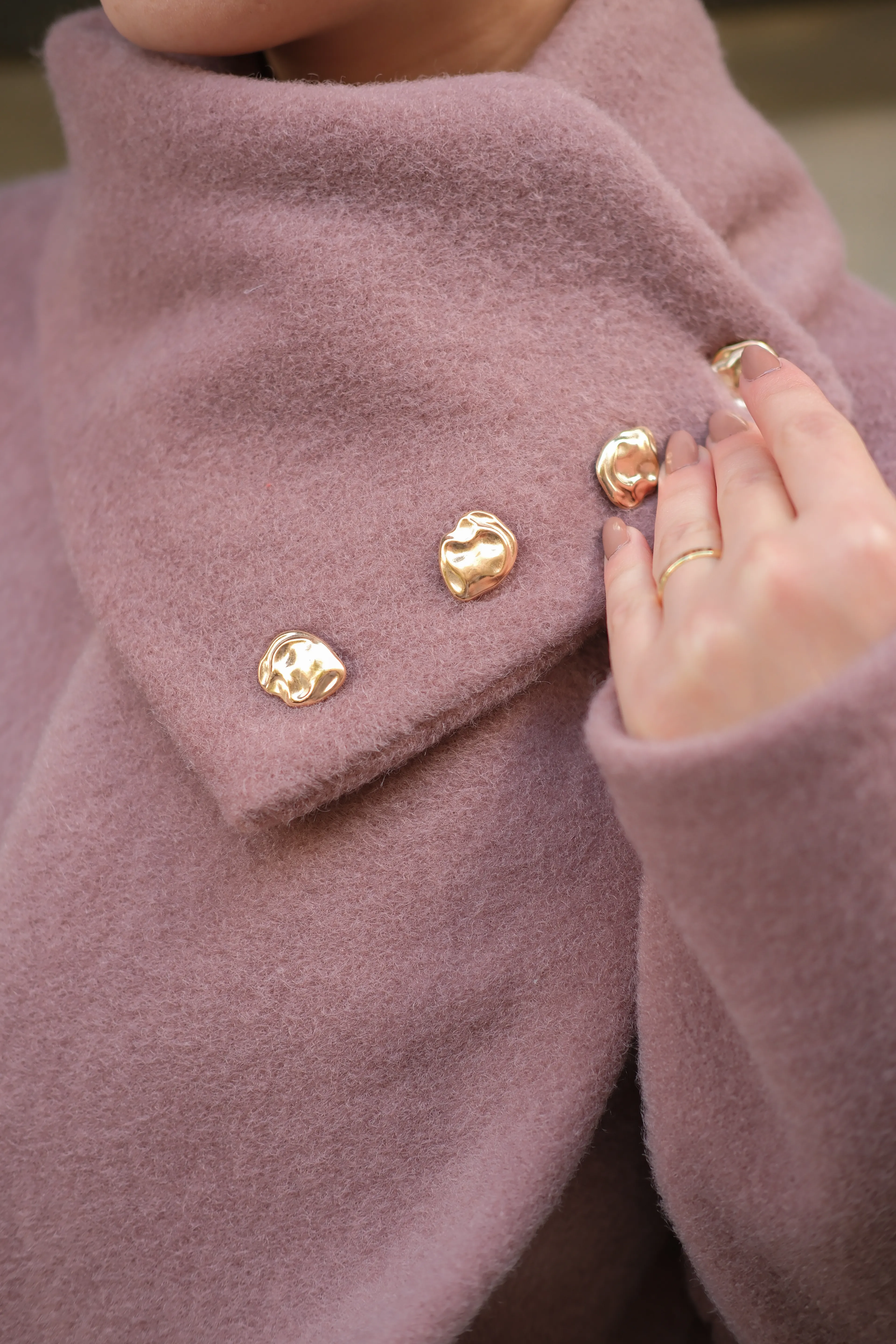 Kaşkol Detay Astarlı Kaban Gül Kurusu K25