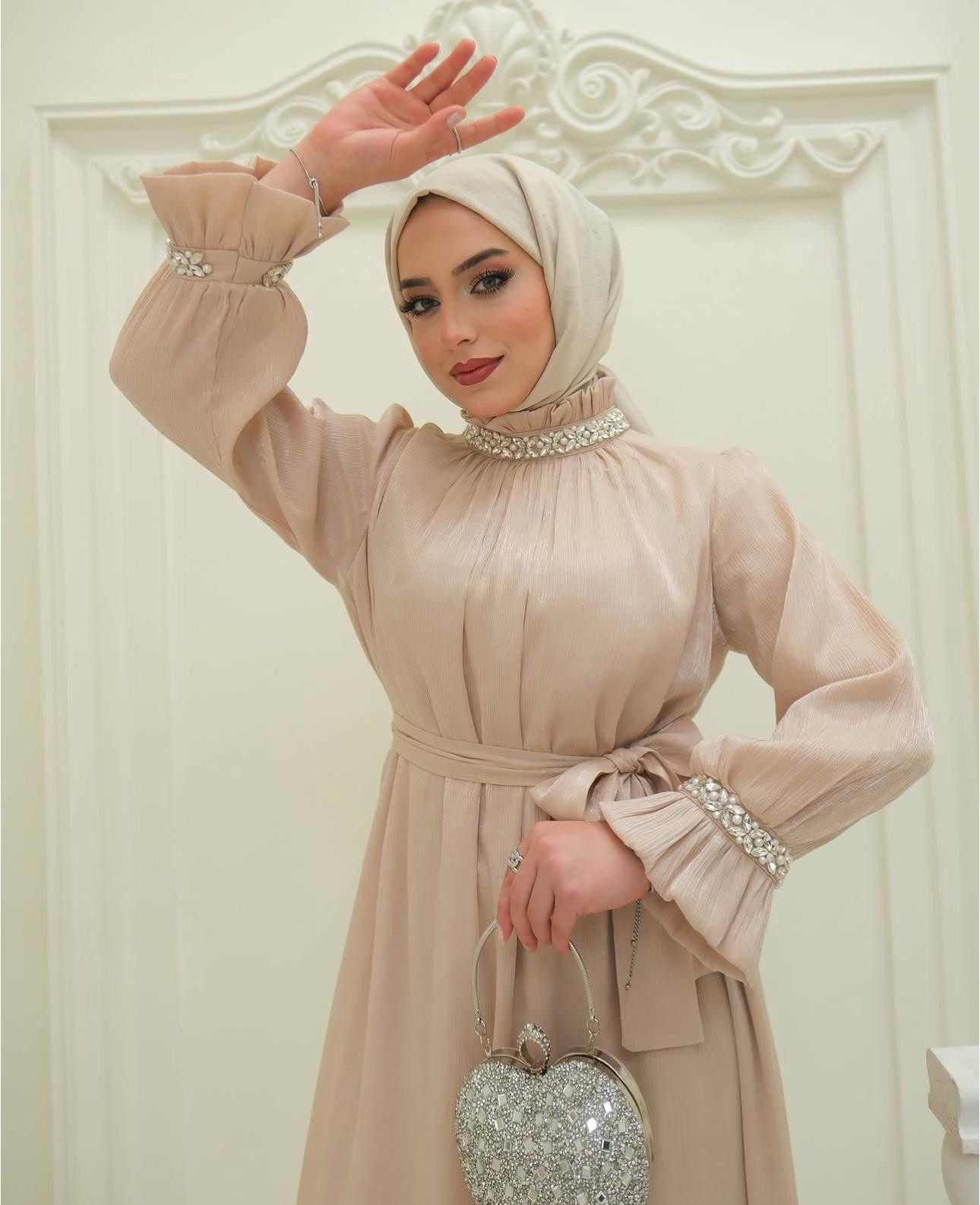 Yakası Taşlı Lady Elbise Taş ELB33