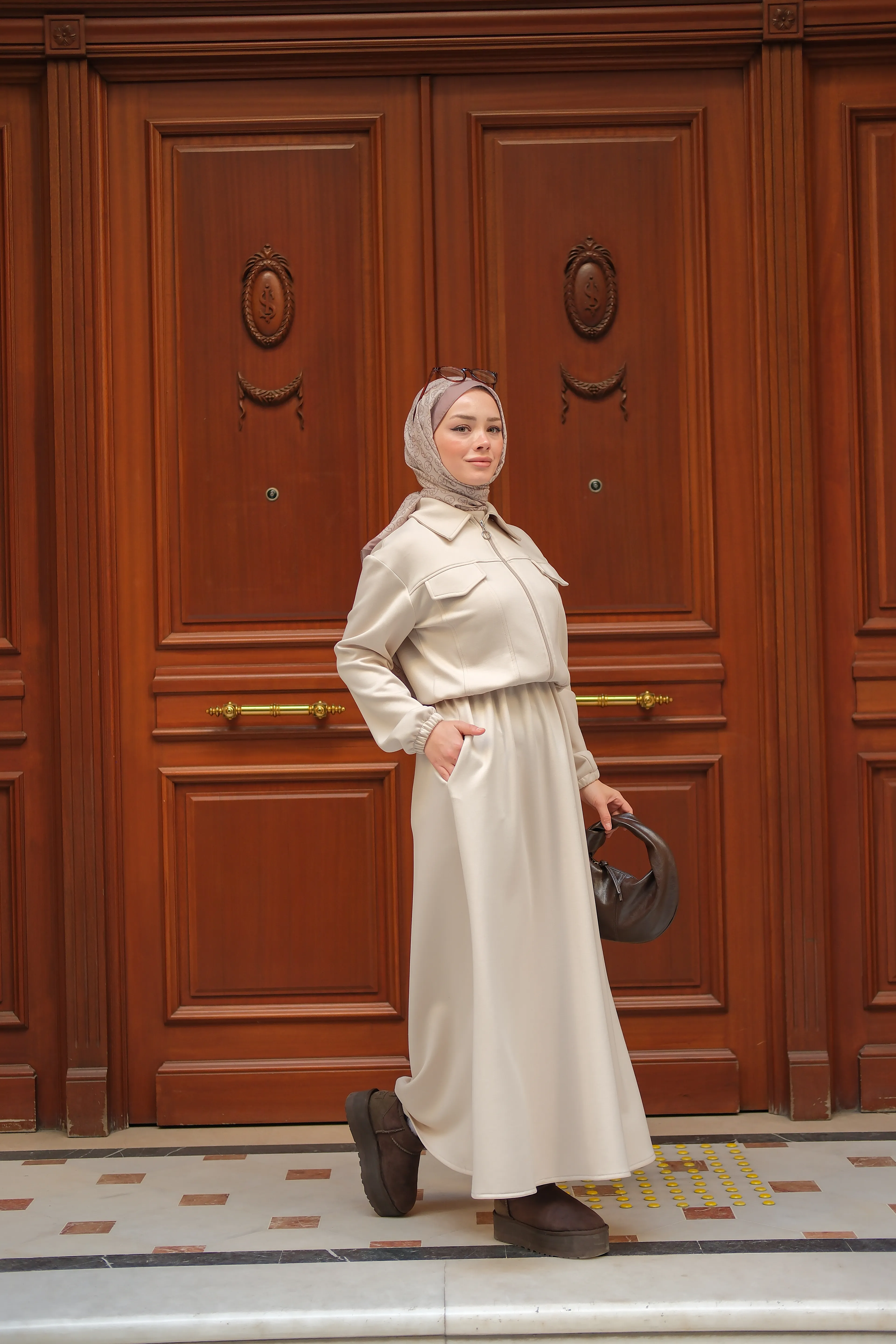 Zoya fermuar Detaylı Oysho Takım-Krem