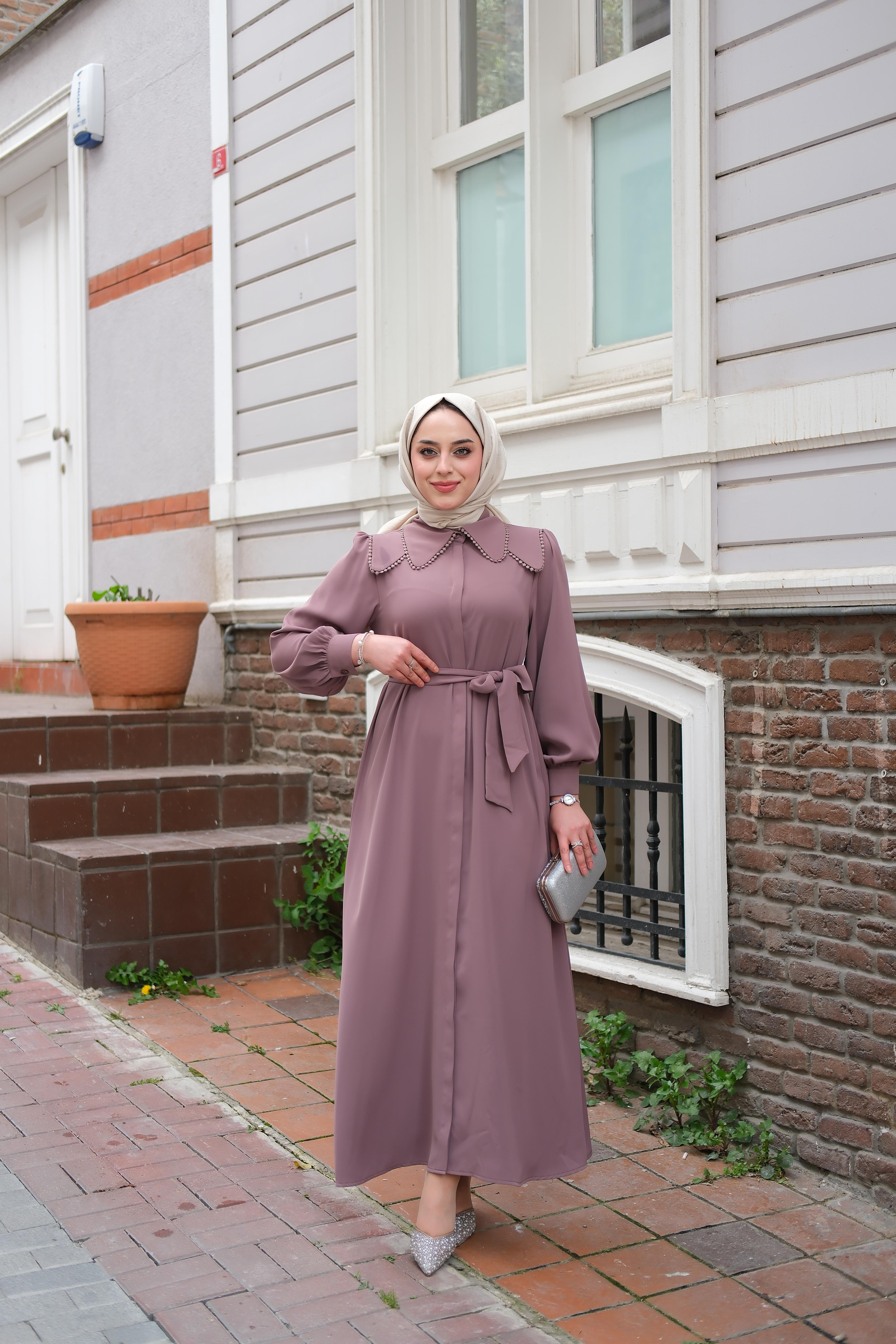 Stella Saten İpek Elbise Gül Kurusu ELB34