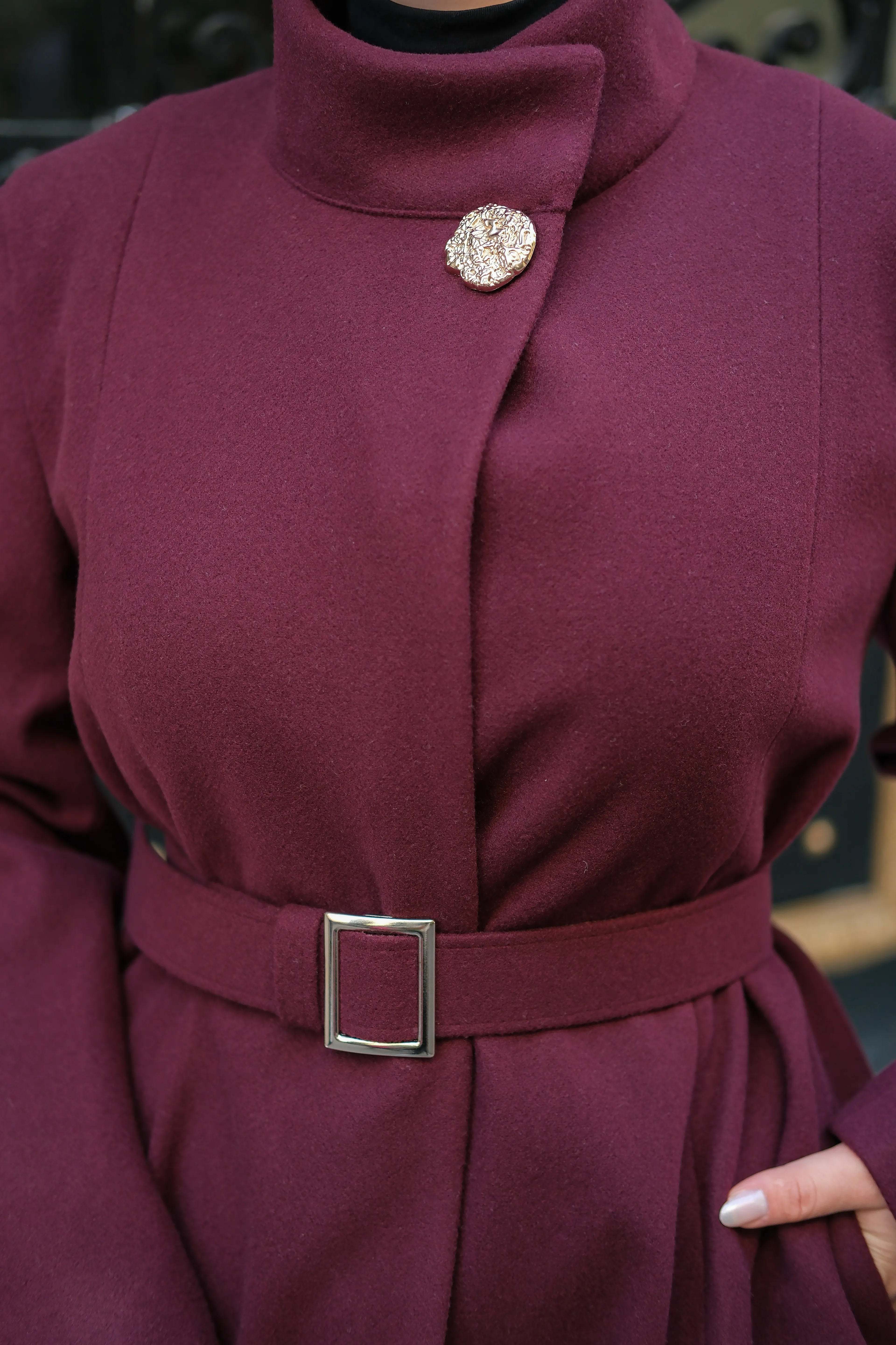 Clara Kaşe Kaban Bordo K8