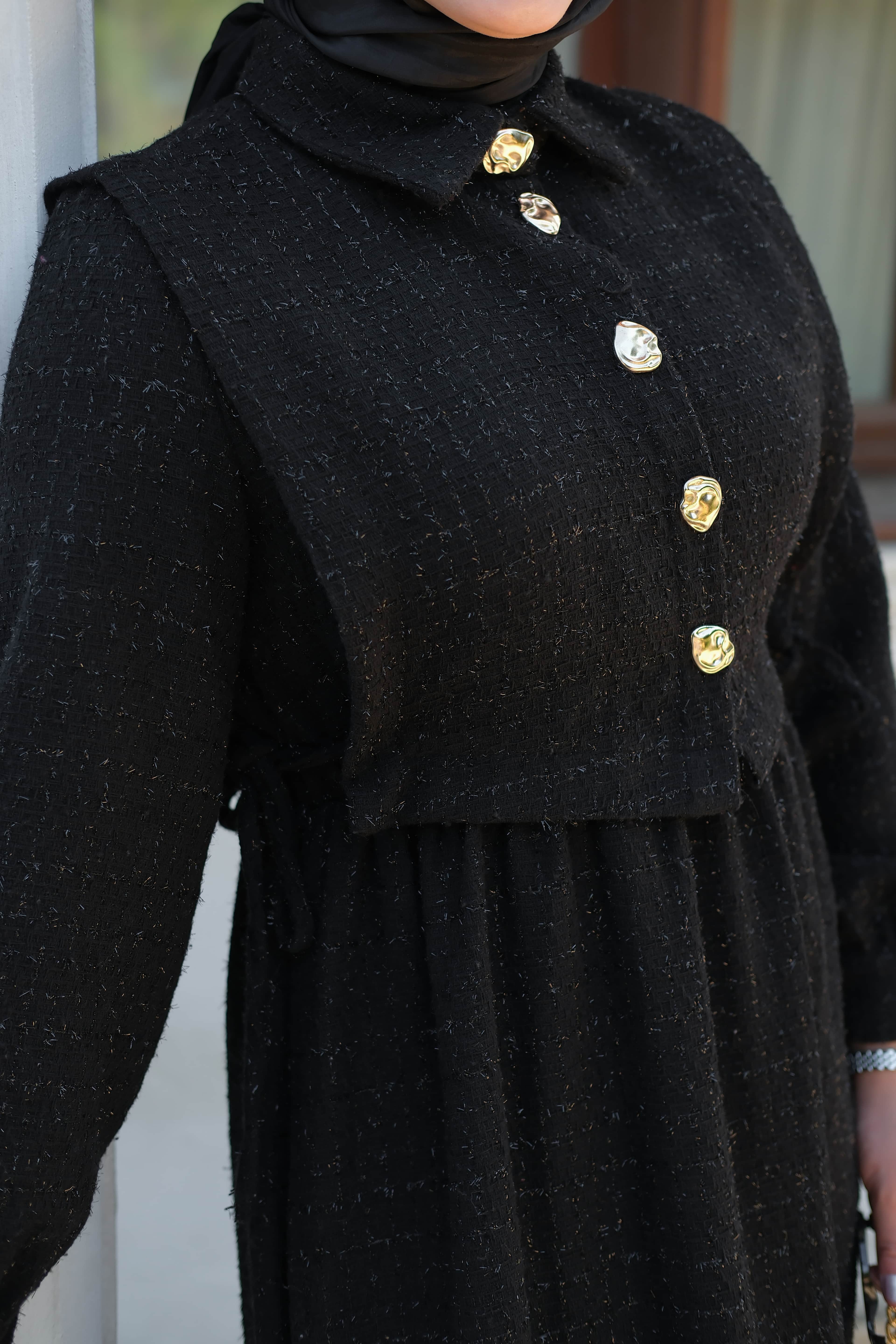 Chanel Detay Elbise Siyah ELB170