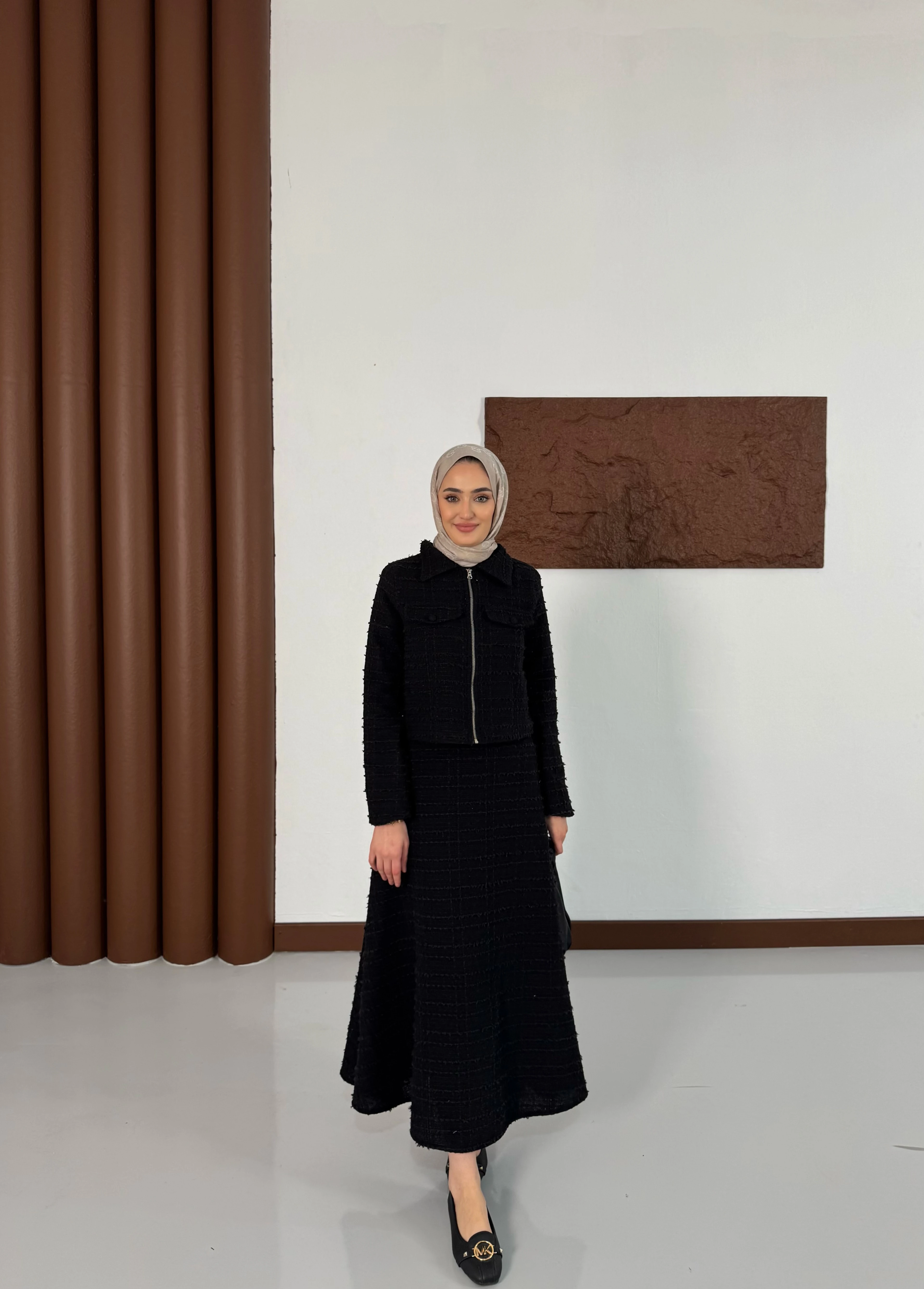 Fermuar Detaylı Chanel Takım - Siyah