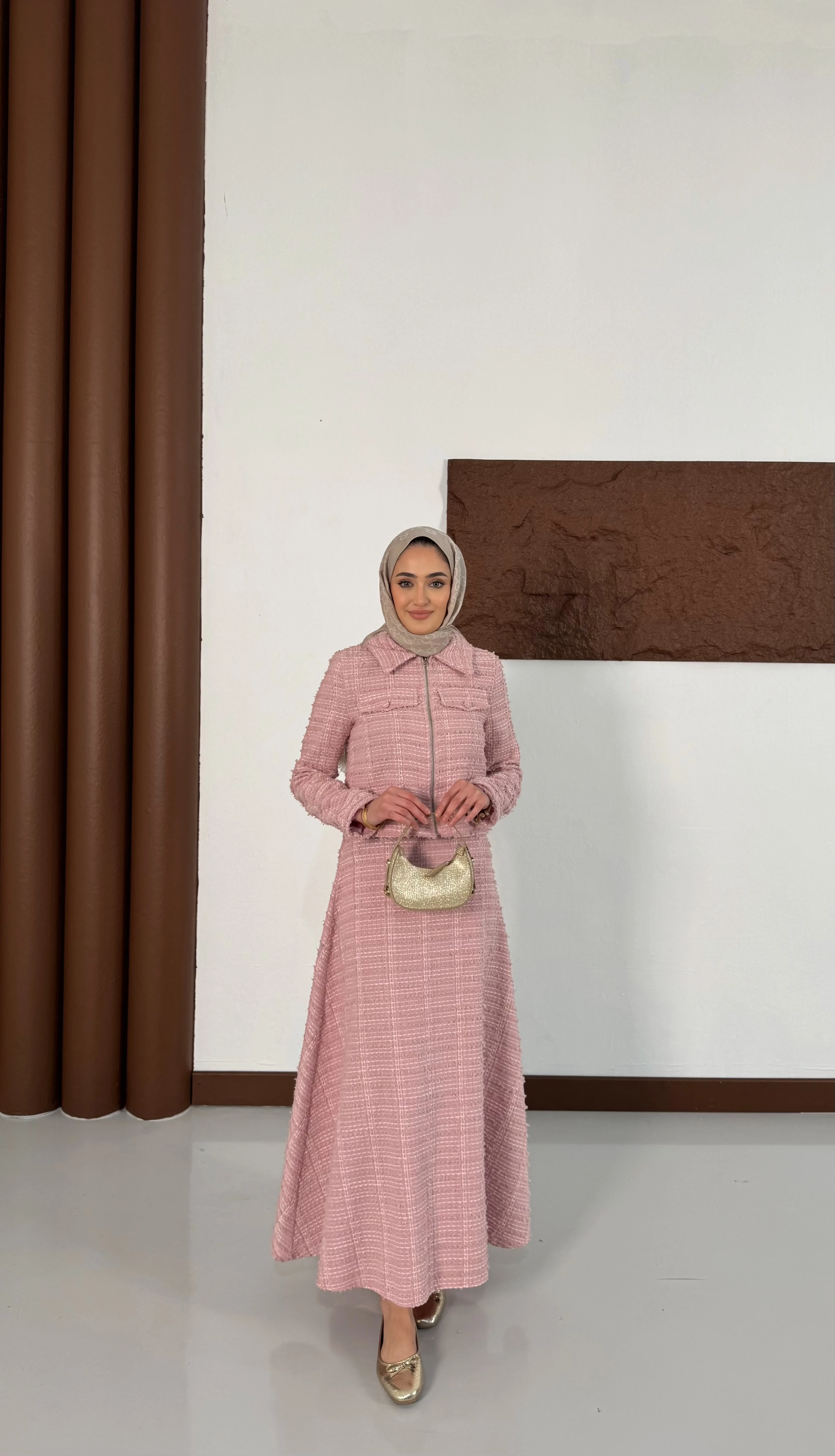 Fermuar Detaylı Chanel Takım - Pembe