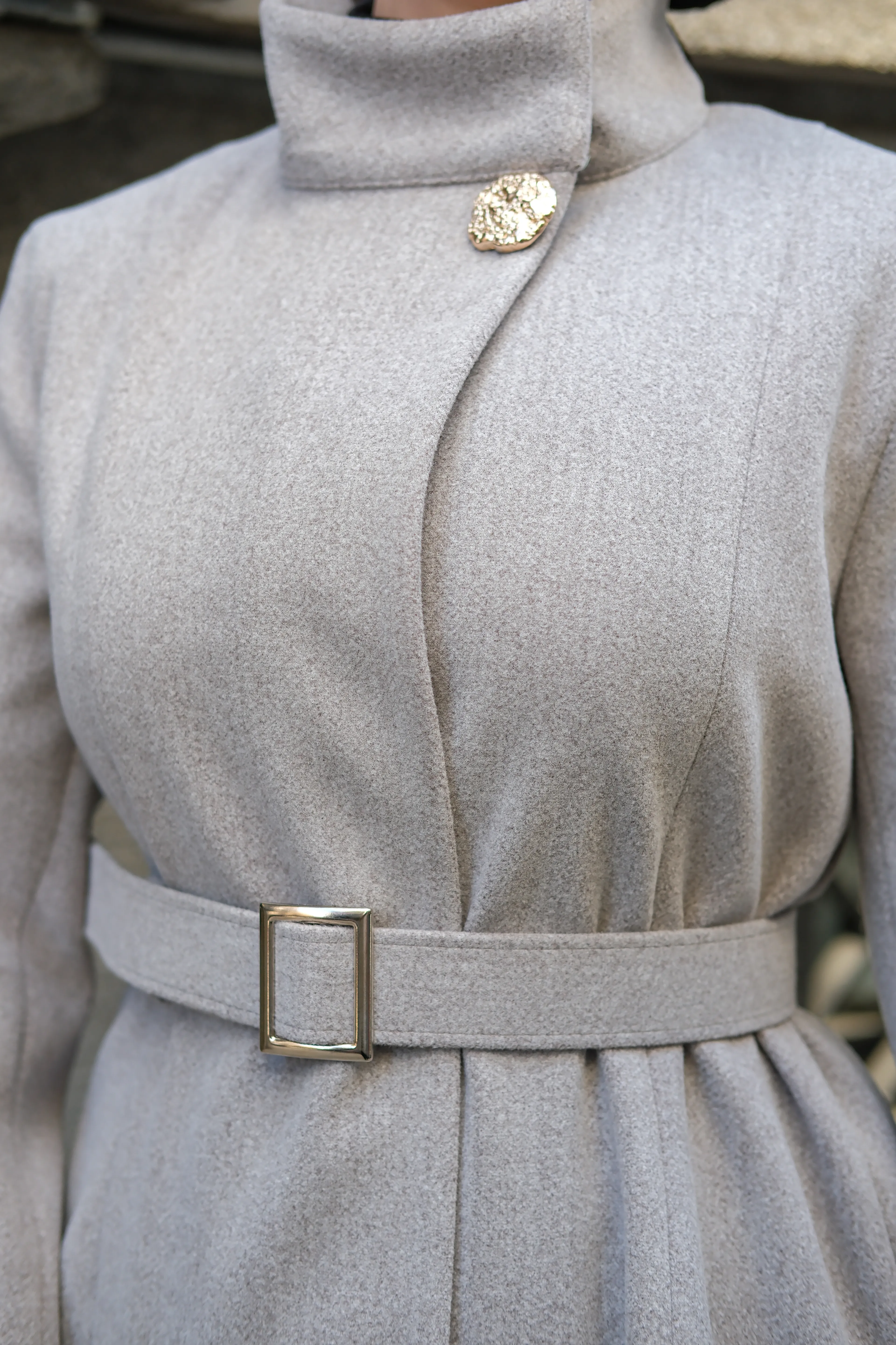 Clara Kaşe Kaban Gri K8