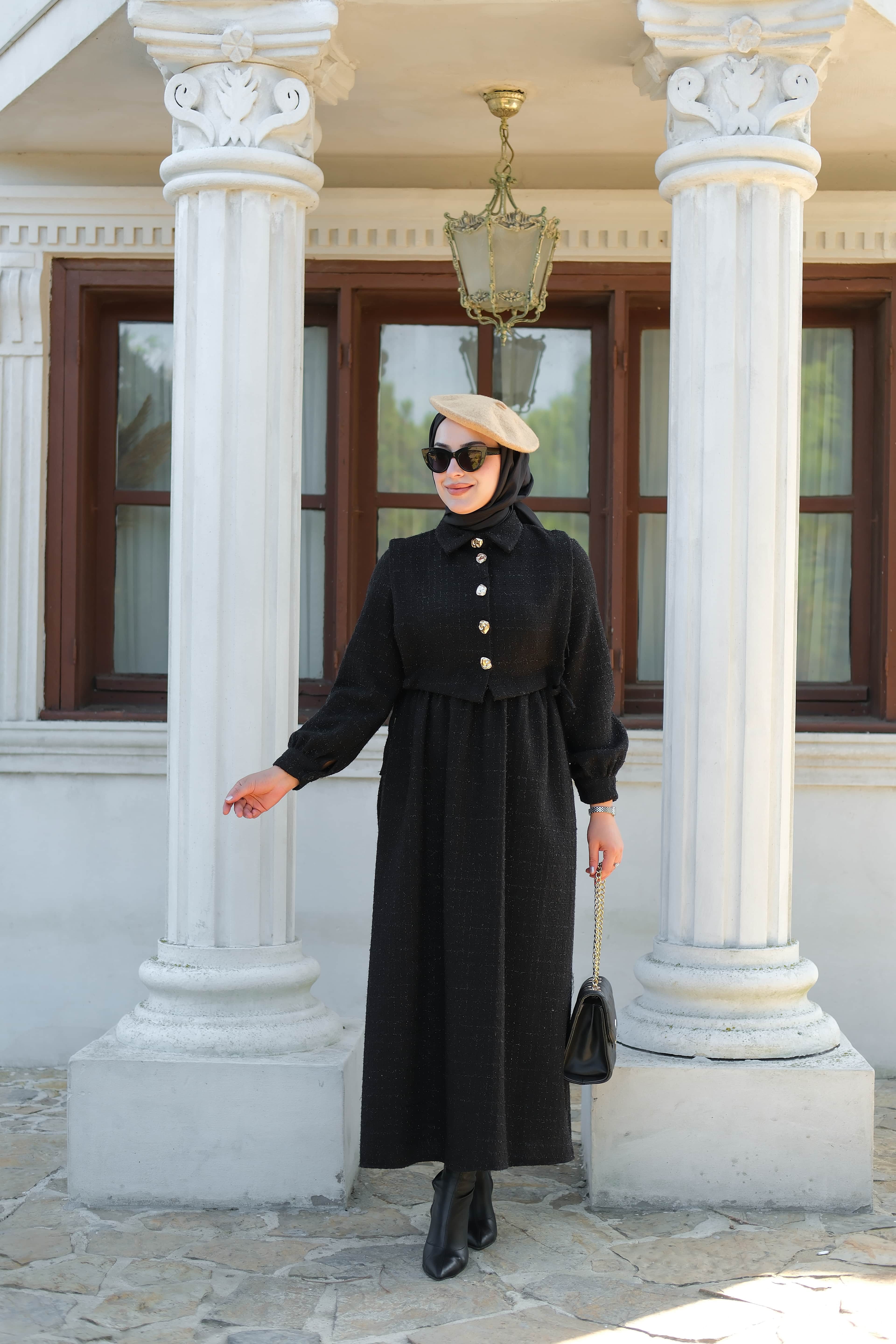 Chanel Detay Elbise Siyah ELB170