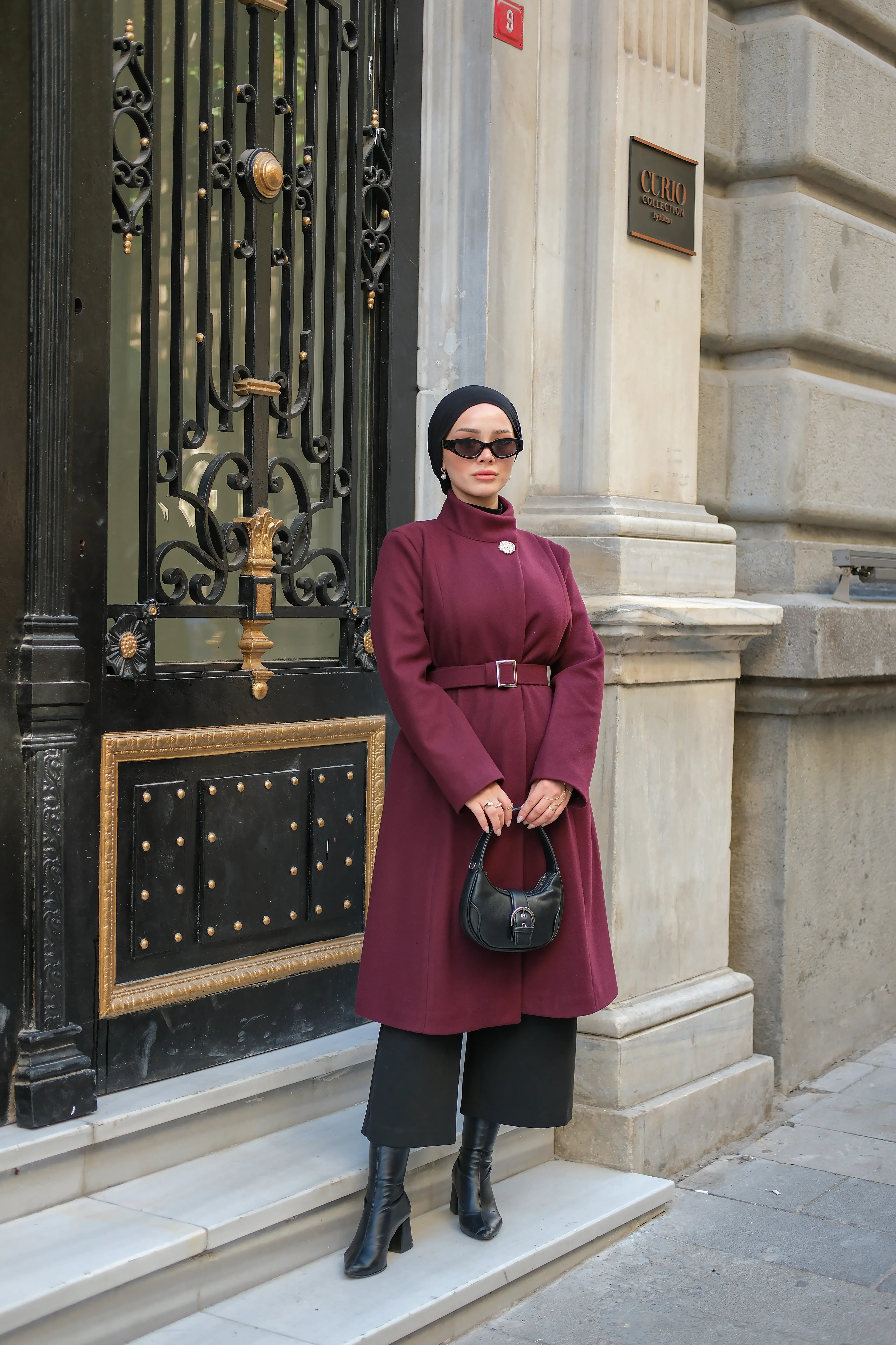 Clara Kaşe Kaban Bordo K8