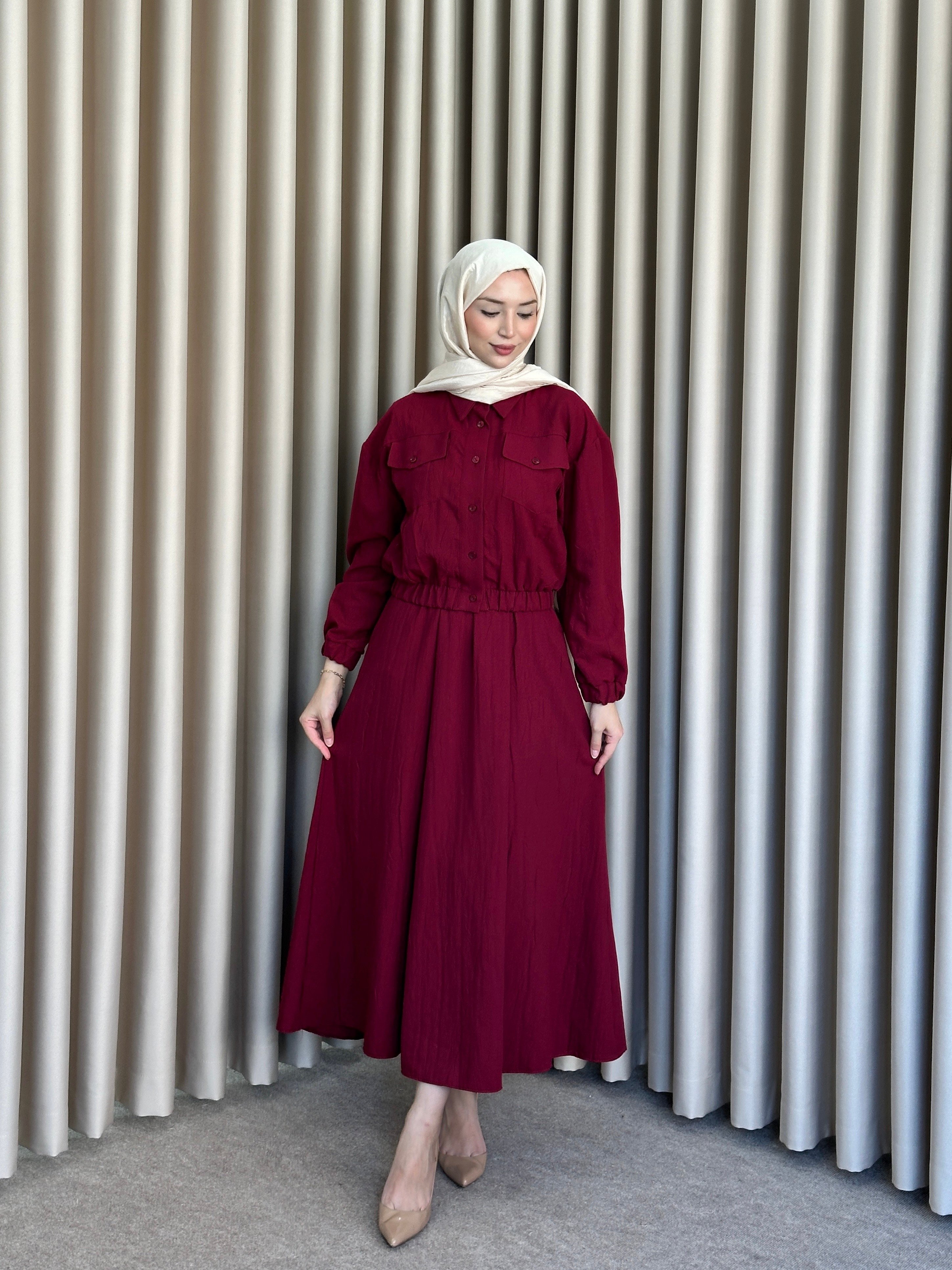 Tasarım Etek Takım Bordo T103