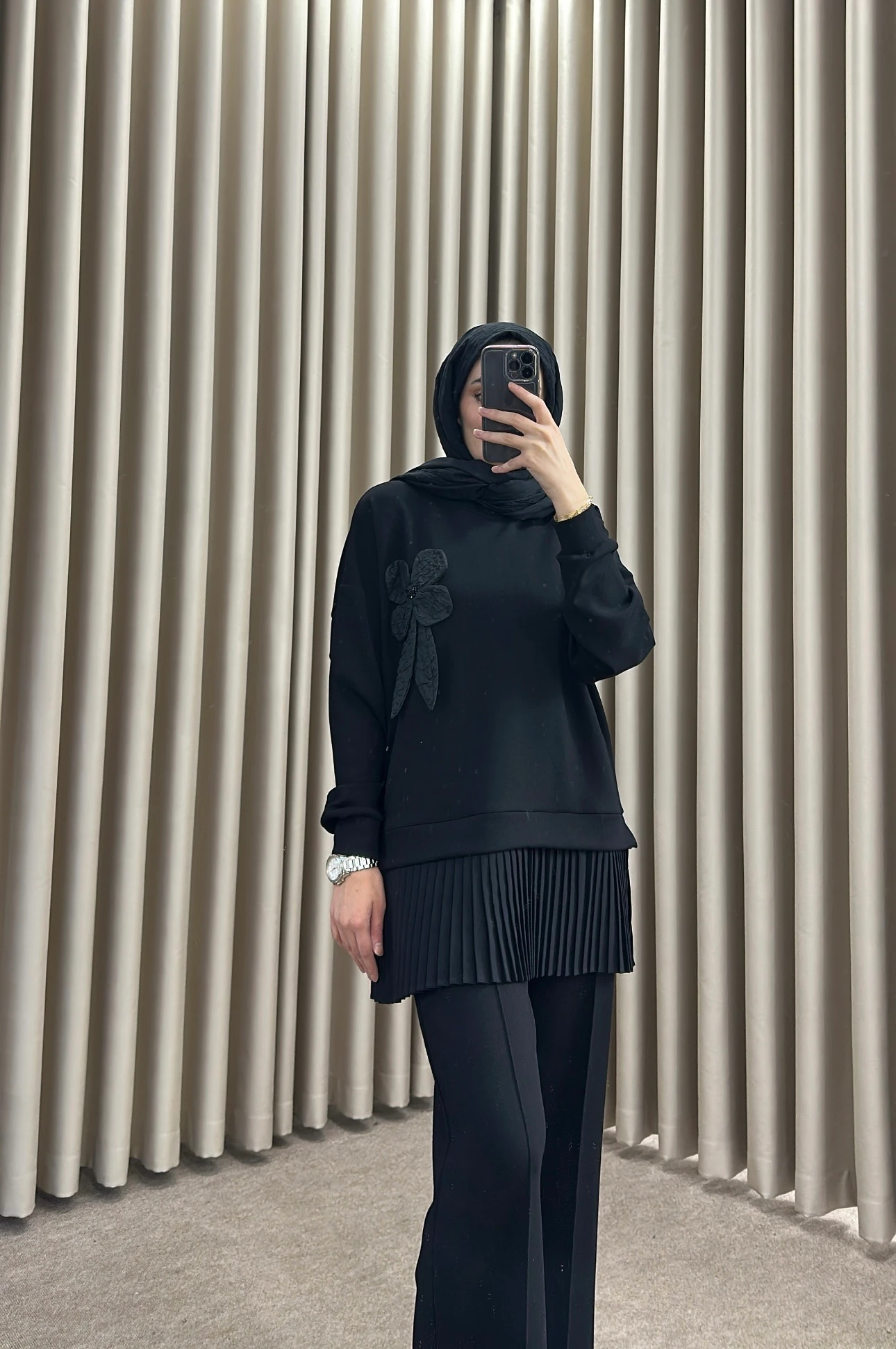 Oysho çiçek detaylı takım - Siyah